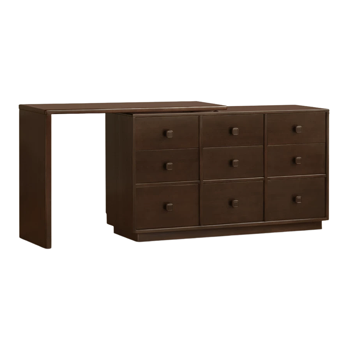 Poplar Solid Wood Vintage Dark Walnut Nine-Drawer Dresser with Flush Panel Fronts