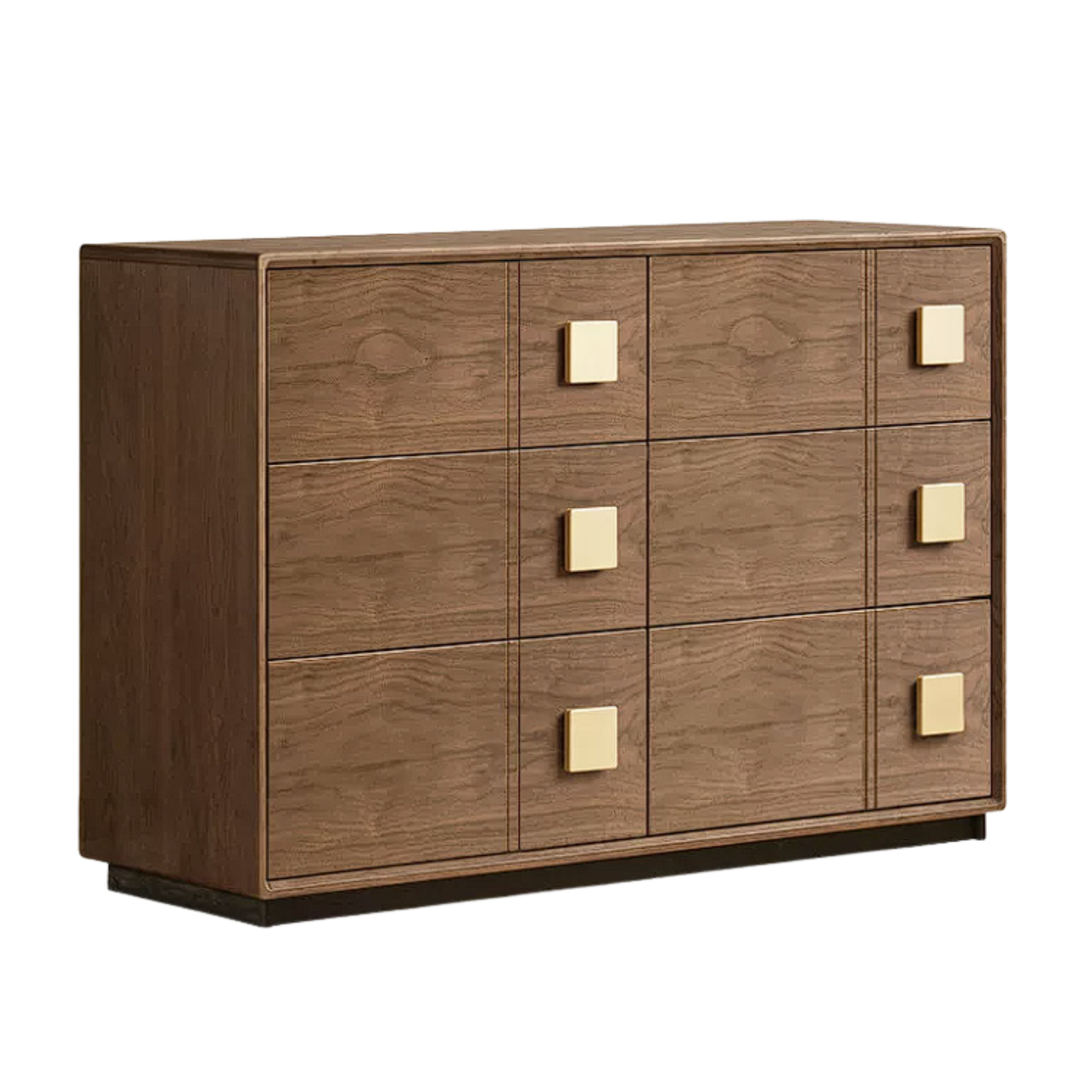 Black Walnut Solid Wood Chest with Contrasting Square Wood Pulls