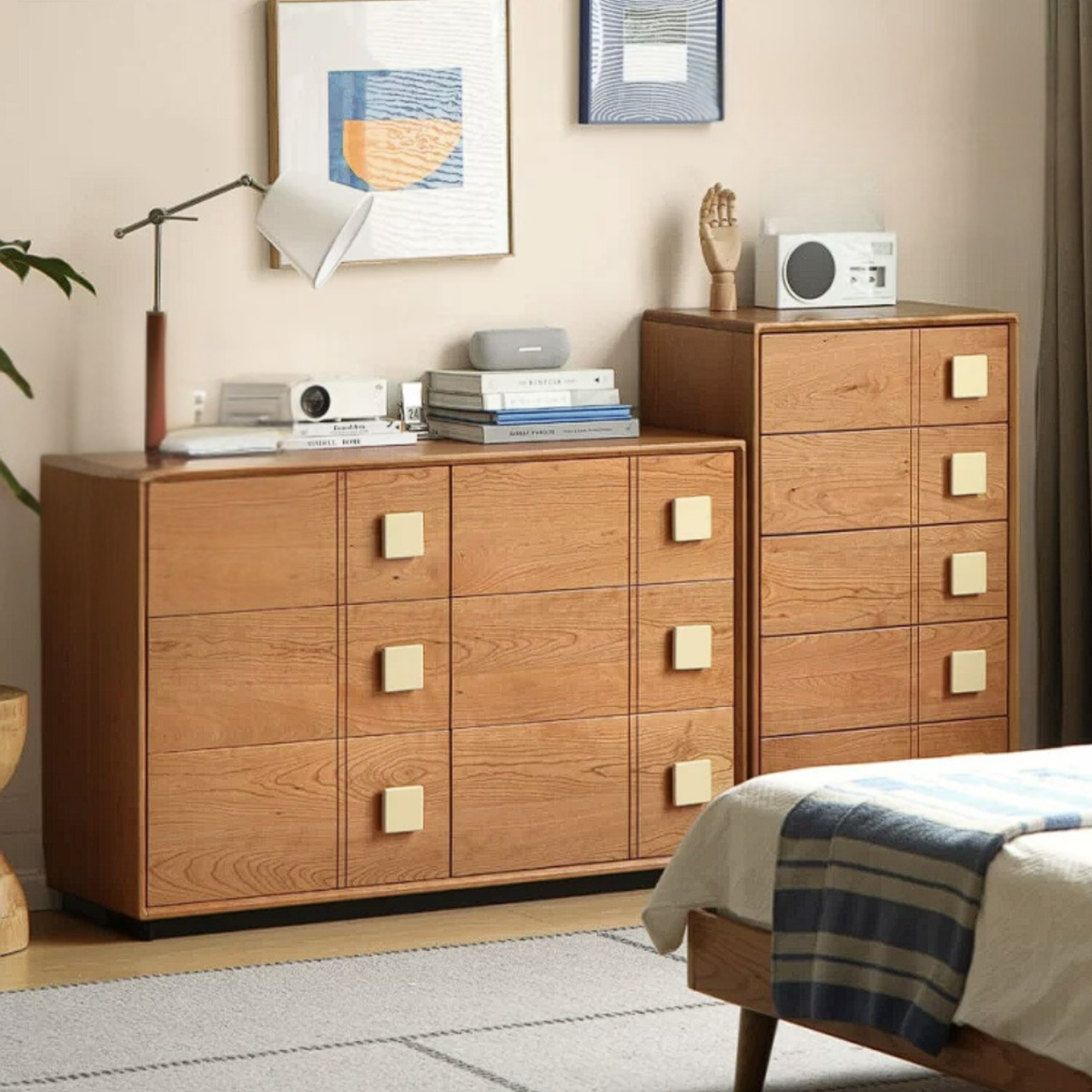 Cherry Solid Wood Retro Five-Drawer Chest