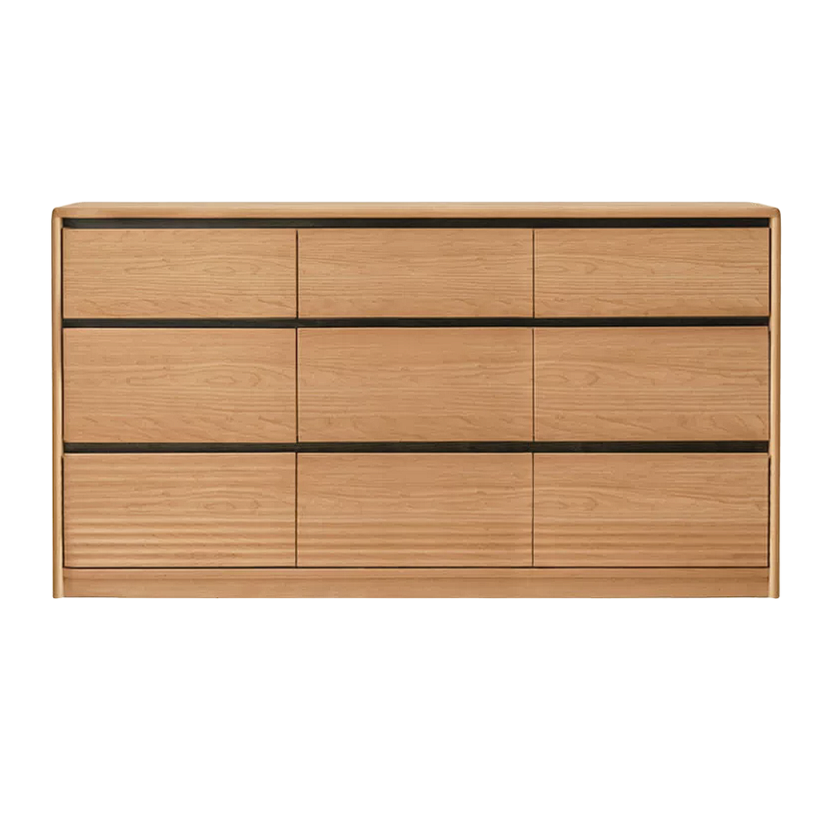 Cherry Solid Wood Slim Narrow-Depth Dresser Set with Reeded Drawer Fronts