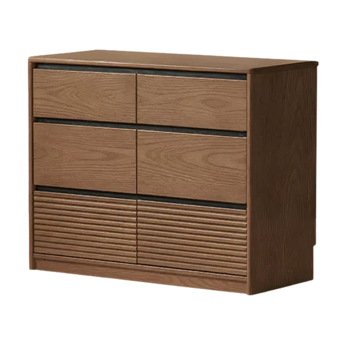 Ash Solid Wood Dresser with Black Trim
