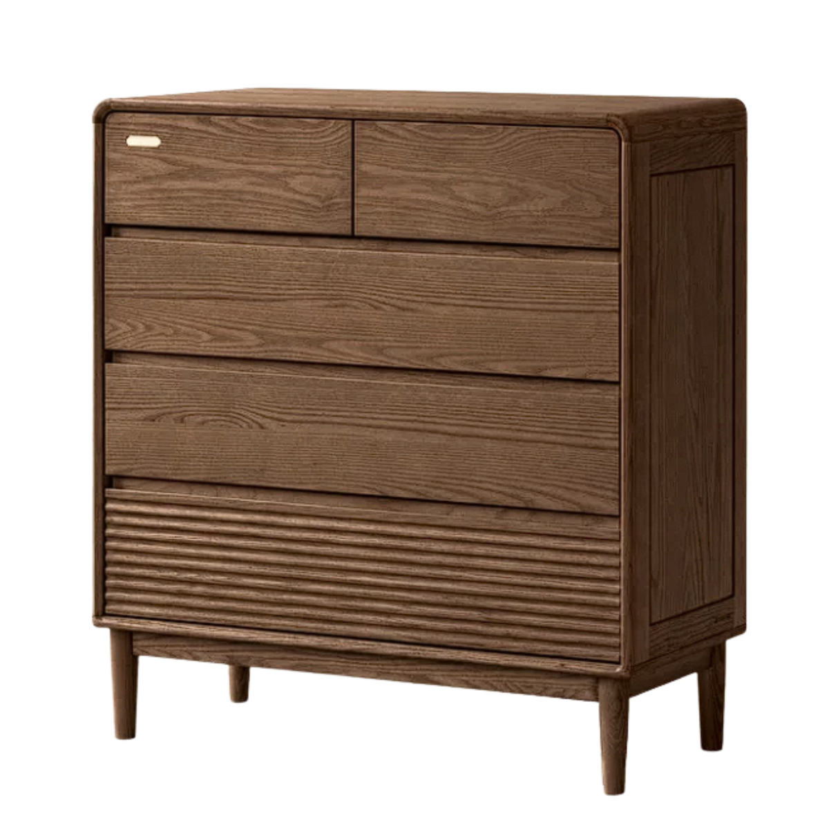 Ash, Solid Longan Hardwood Modular Dresser with Reeded Lower Drawer Fronts and Rounded Top Edges