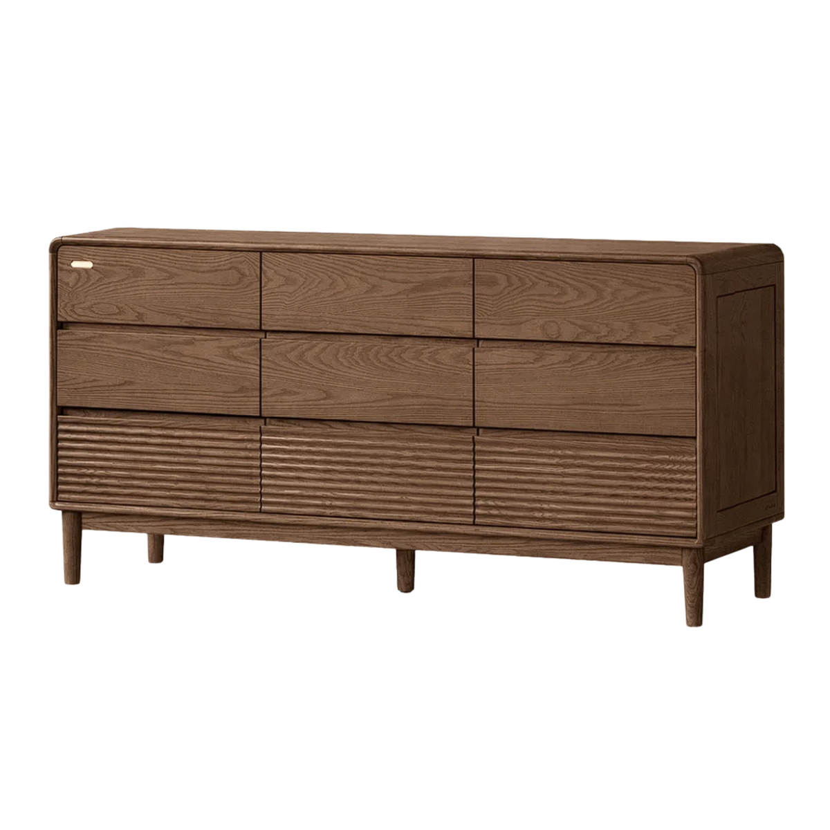 Ash, Solid Longan Hardwood Modular Dresser with Reeded Lower Drawer Fronts and Rounded Top Edges