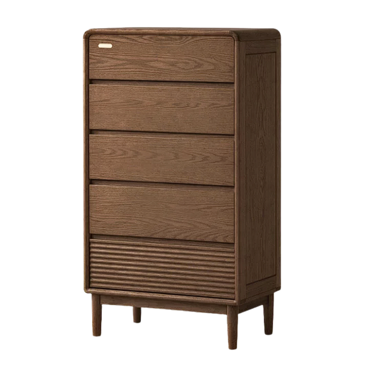 Ash, Solid Longan Hardwood Modular Dresser with Reeded Lower Drawer Fronts and Rounded Top Edges
