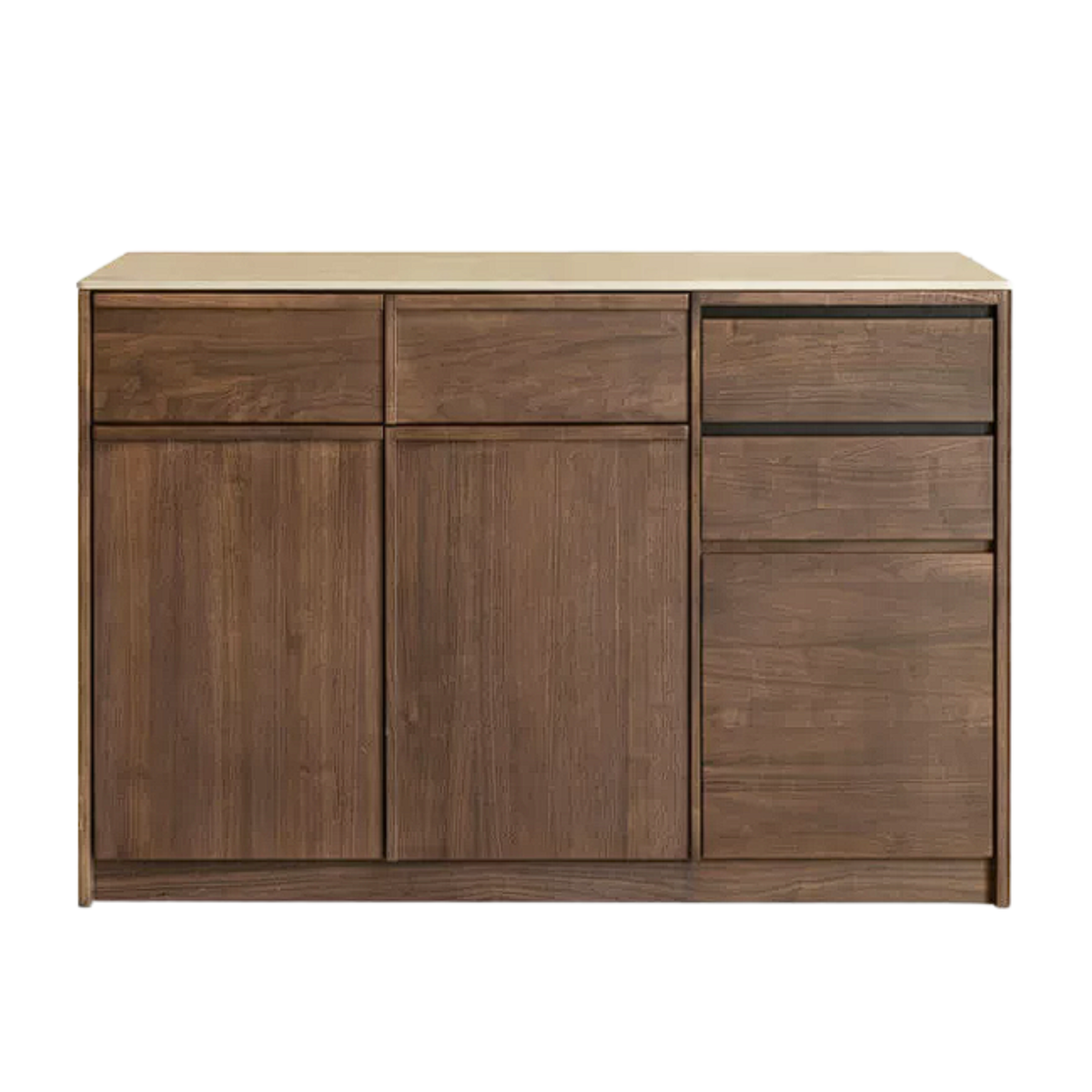 Black Walnut Solid Wood Sideboard with Sintered Stone Top, Buffet Storage Cabinet for Dining Room