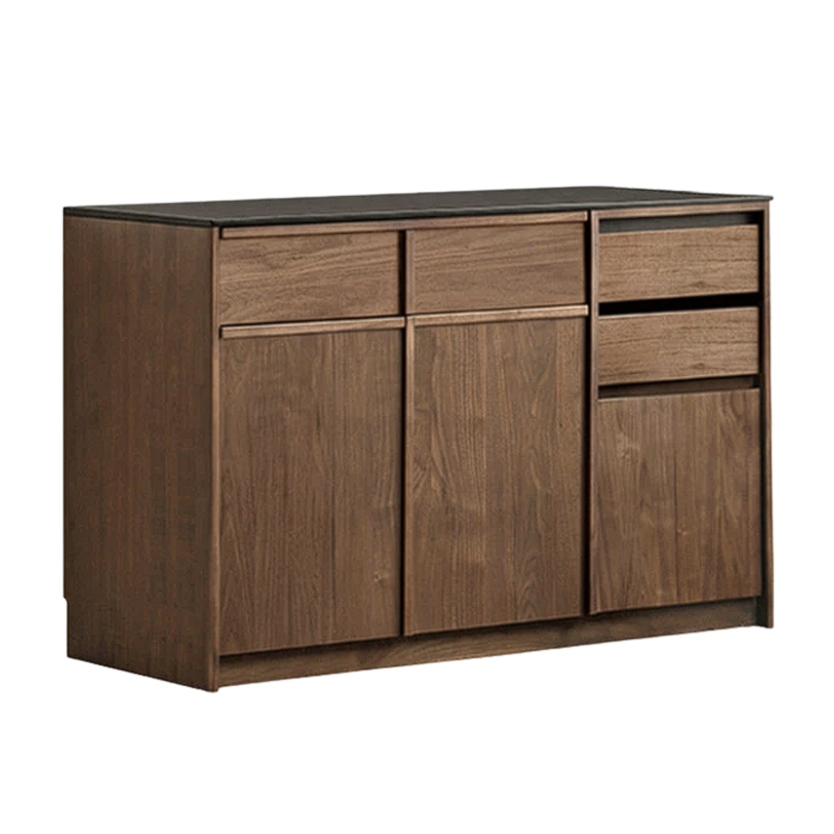 Black Walnut Solid Wood Sideboard with Sintered Stone Top, Buffet Storage Cabinet for Dining Room
