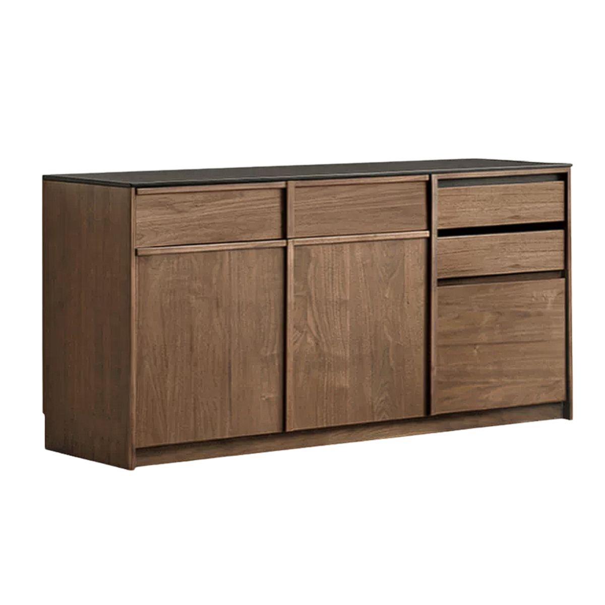 Black Walnut Solid Wood Sideboard with Sintered Stone Top, Buffet Storage Cabinet for Dining Room