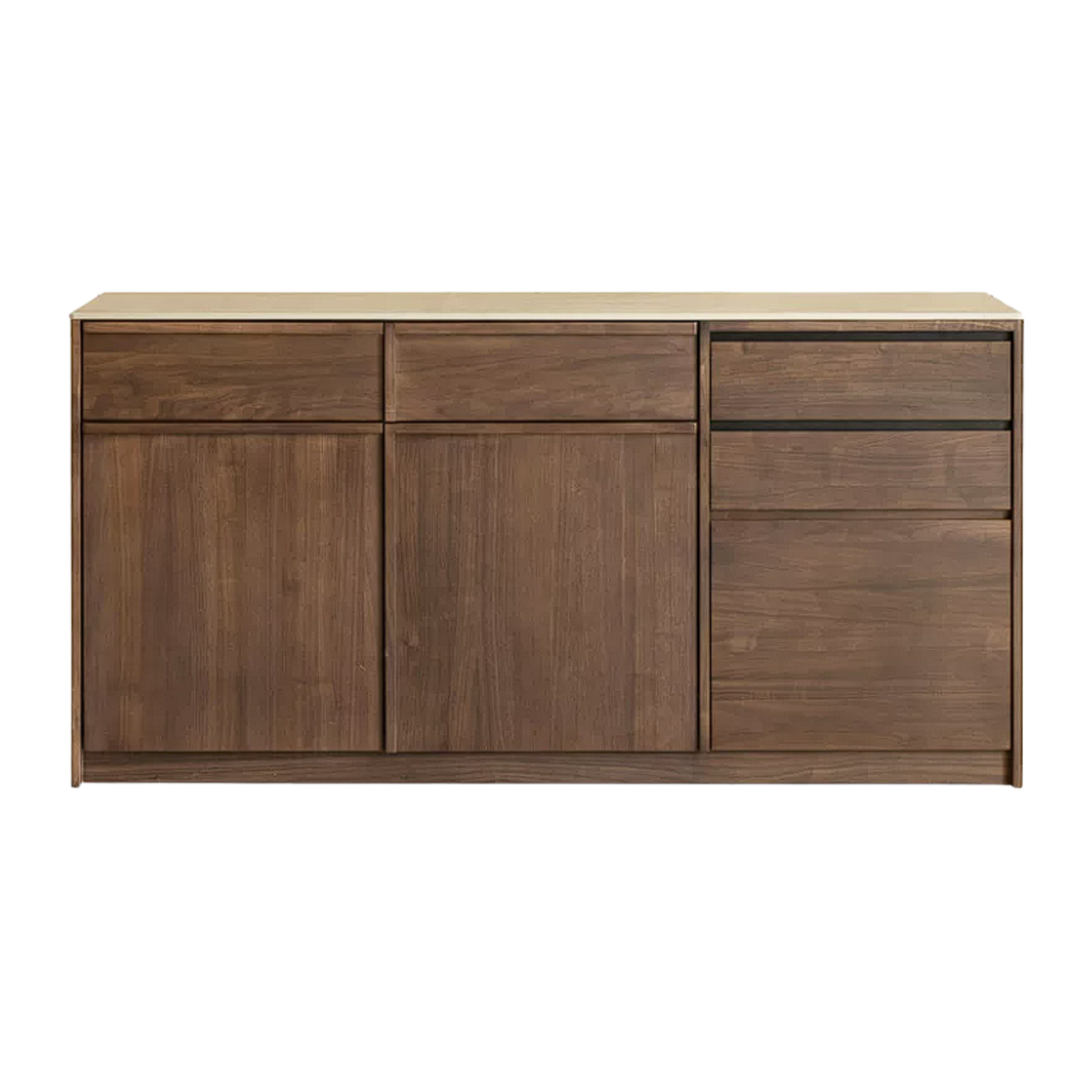 Black Walnut Solid Wood Sideboard with Sintered Stone Top, Buffet Storage Cabinet for Dining Room