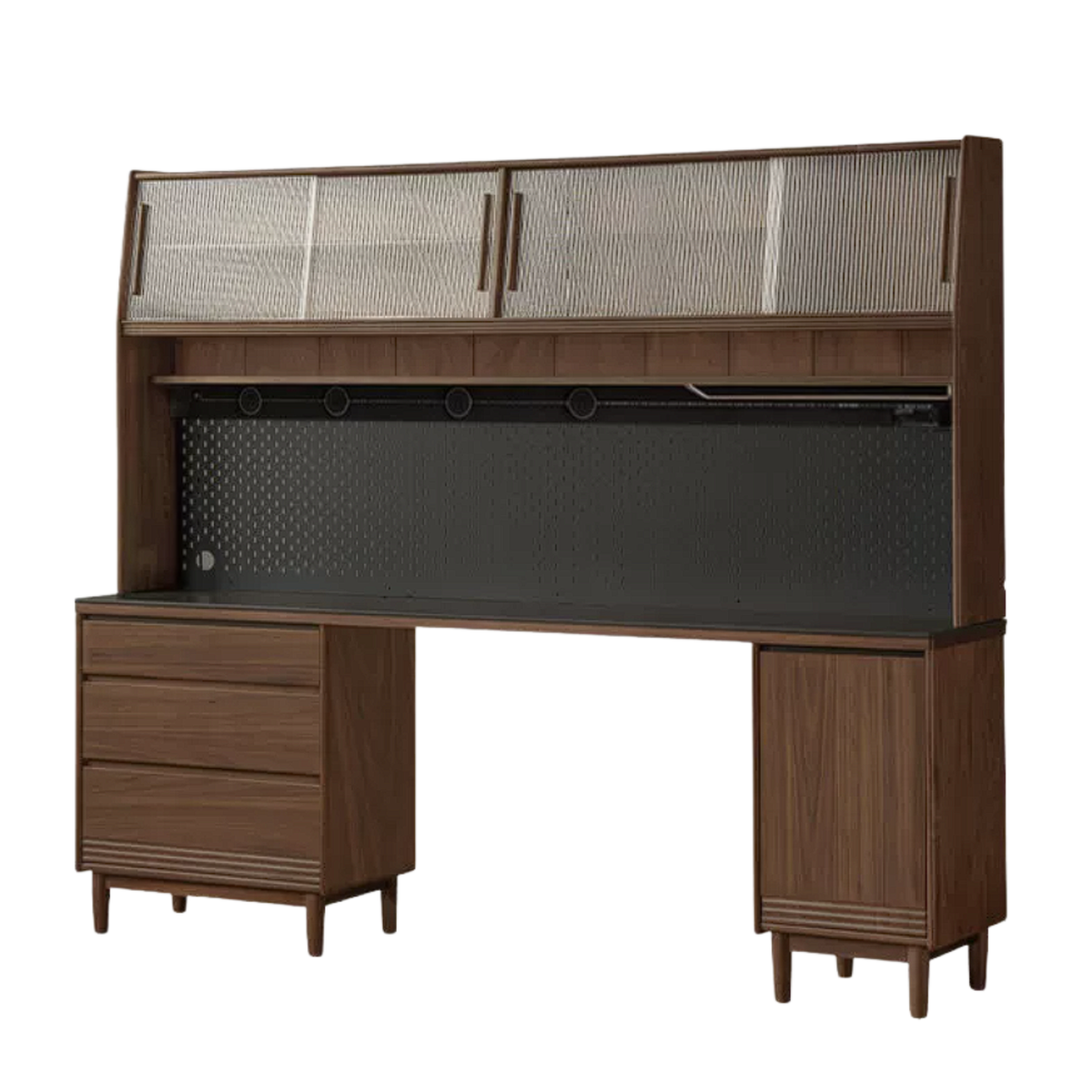 Black Walnut, Oak Solid Wood Light Luxury Style Rock Plate Storage Cabinet