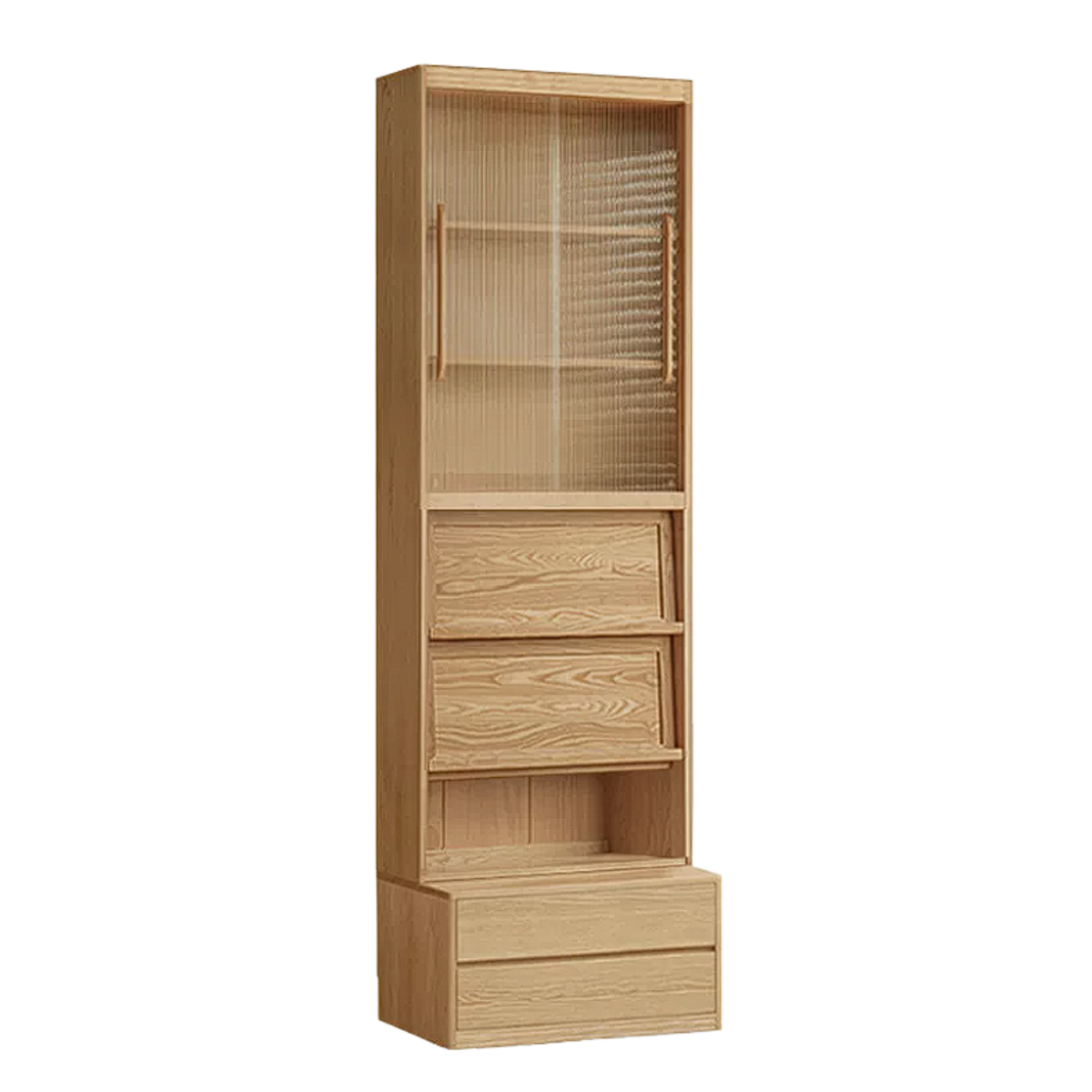 Ash, Oak Solid Wood Modern Combination Bookcase Integrated Card Seat