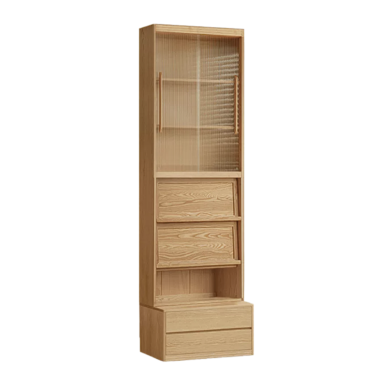 Ash, Oak Solid Wood Modern Combination Bookcase Integrated Card Seat