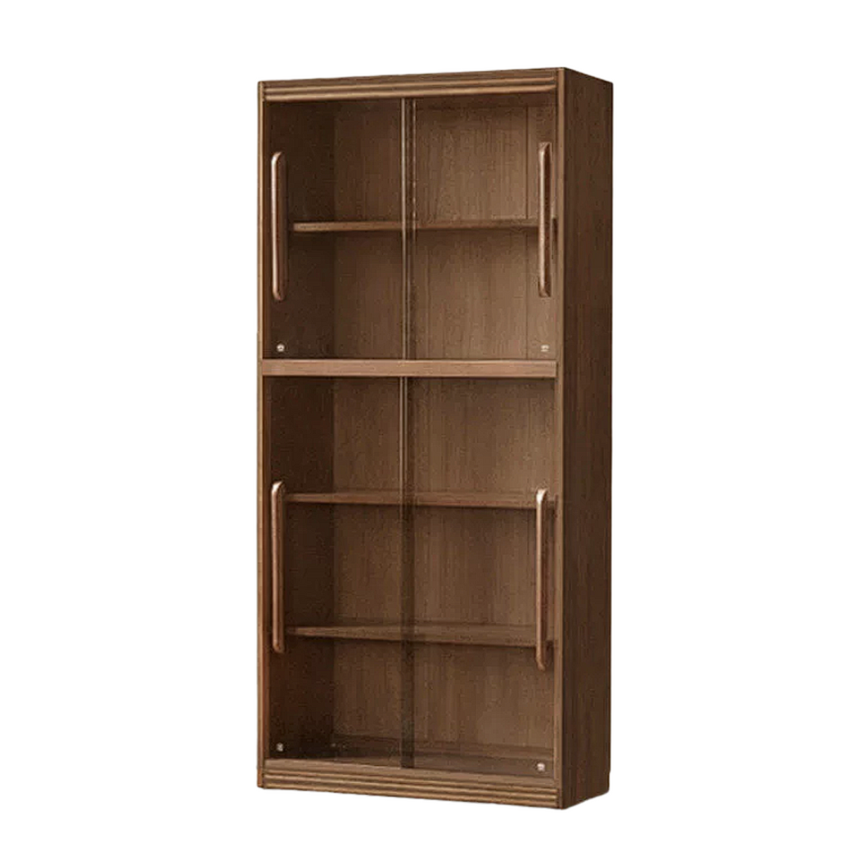 Black Walnut, Oak, Ash Solid Wood Floor-Standing Bookcase with Luxury Storage Cabinet