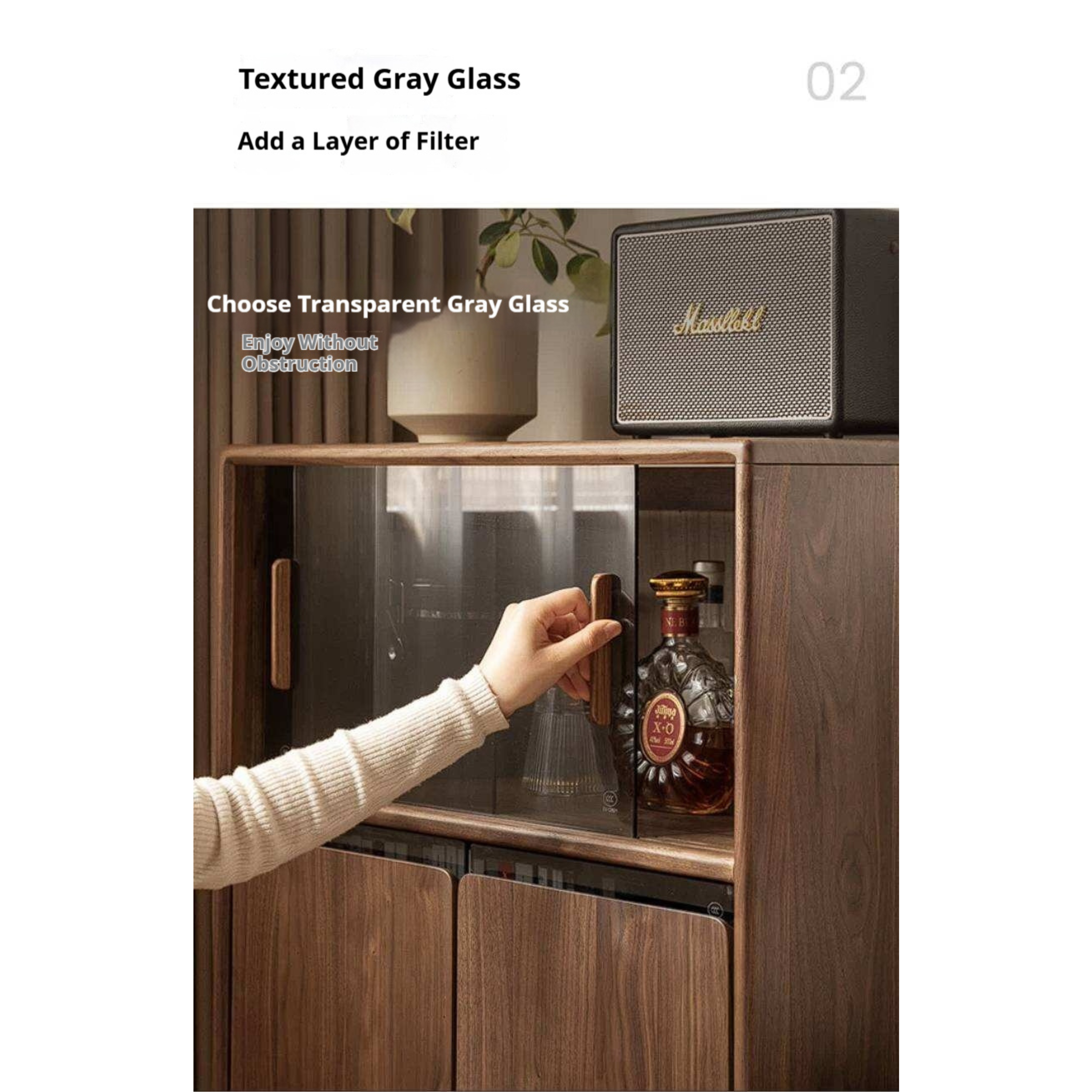 Black Walnut, Golden Rosewood, Oak, Ash, Cherry Solid Wood Side Cabinet with Minimalist TV Stand Storage Design