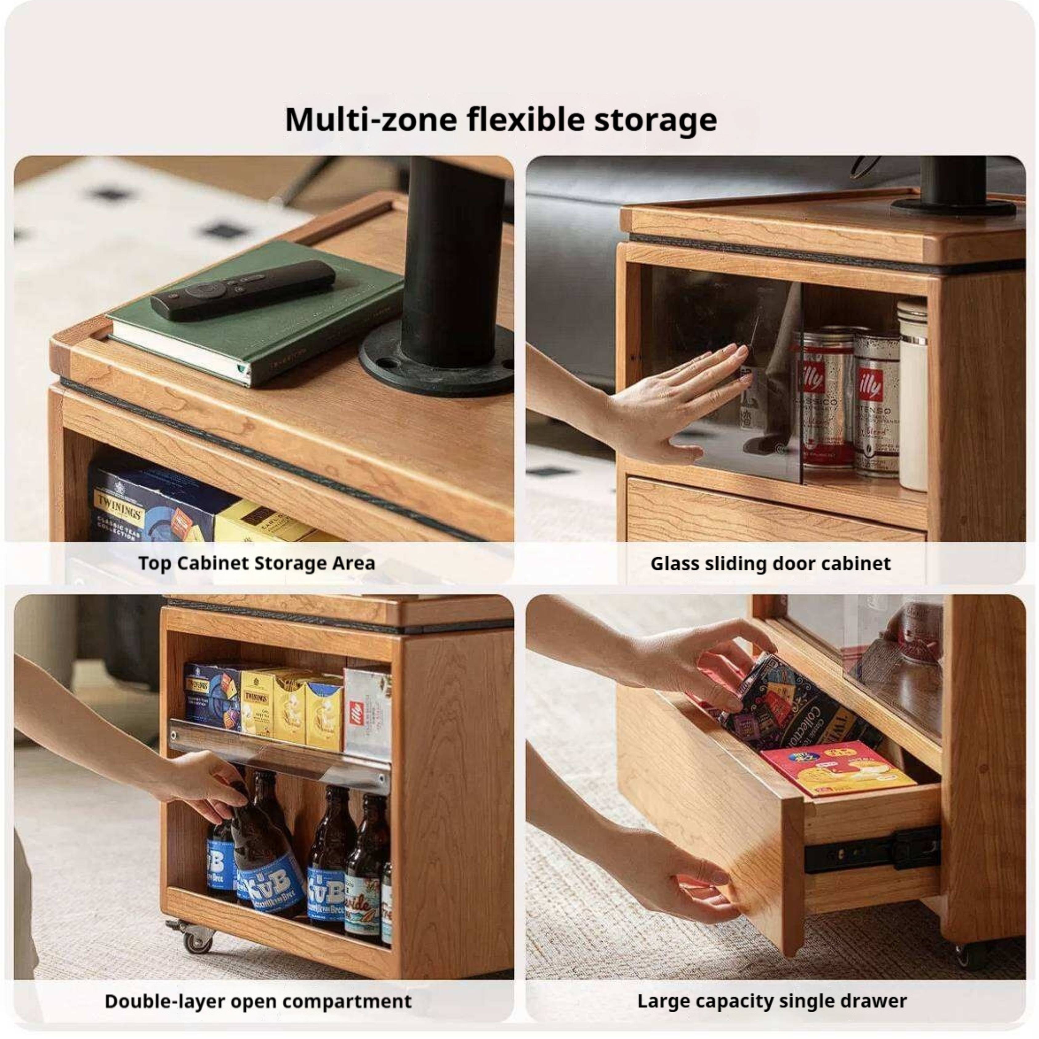 Cherry Solid Wood Folding Coffee Table with Lift-Top Dual Function Design