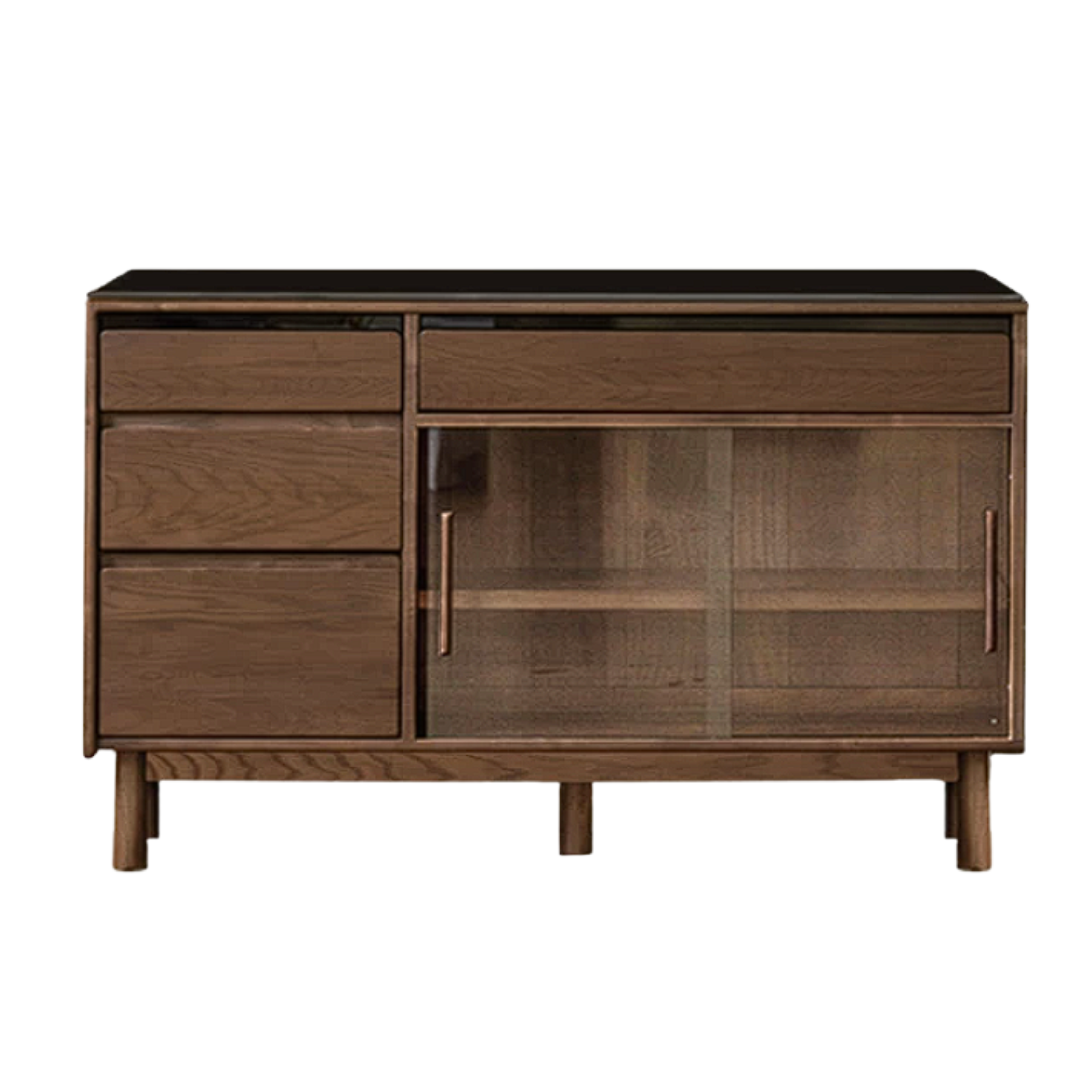 Black Walnut, Sandalwood Solid Wood Light Luxury Rock Plate Sideboard