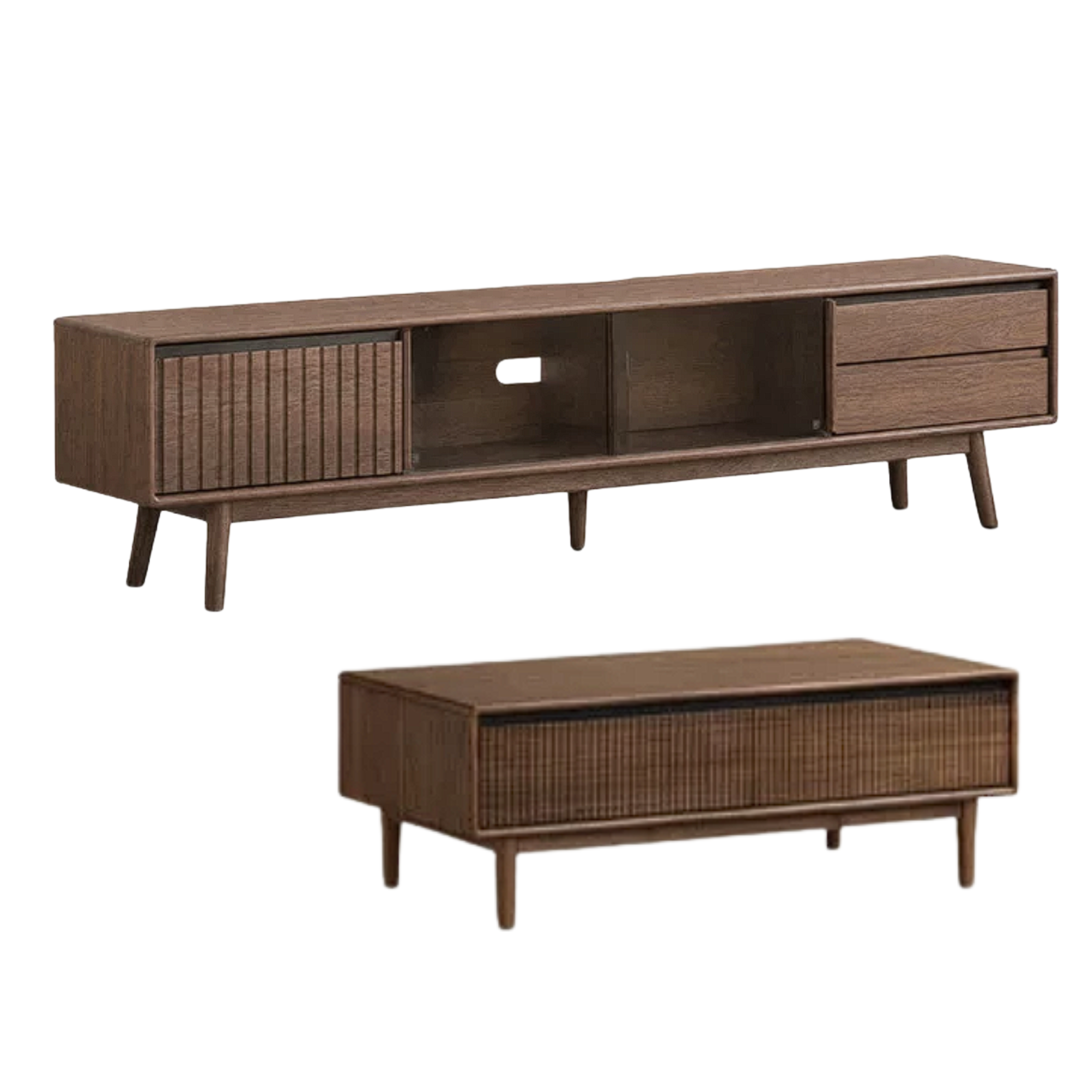 Golden Rosewood, Black Walnut Solid Wood Italian Light Luxury Sliding Door TV Cabinet