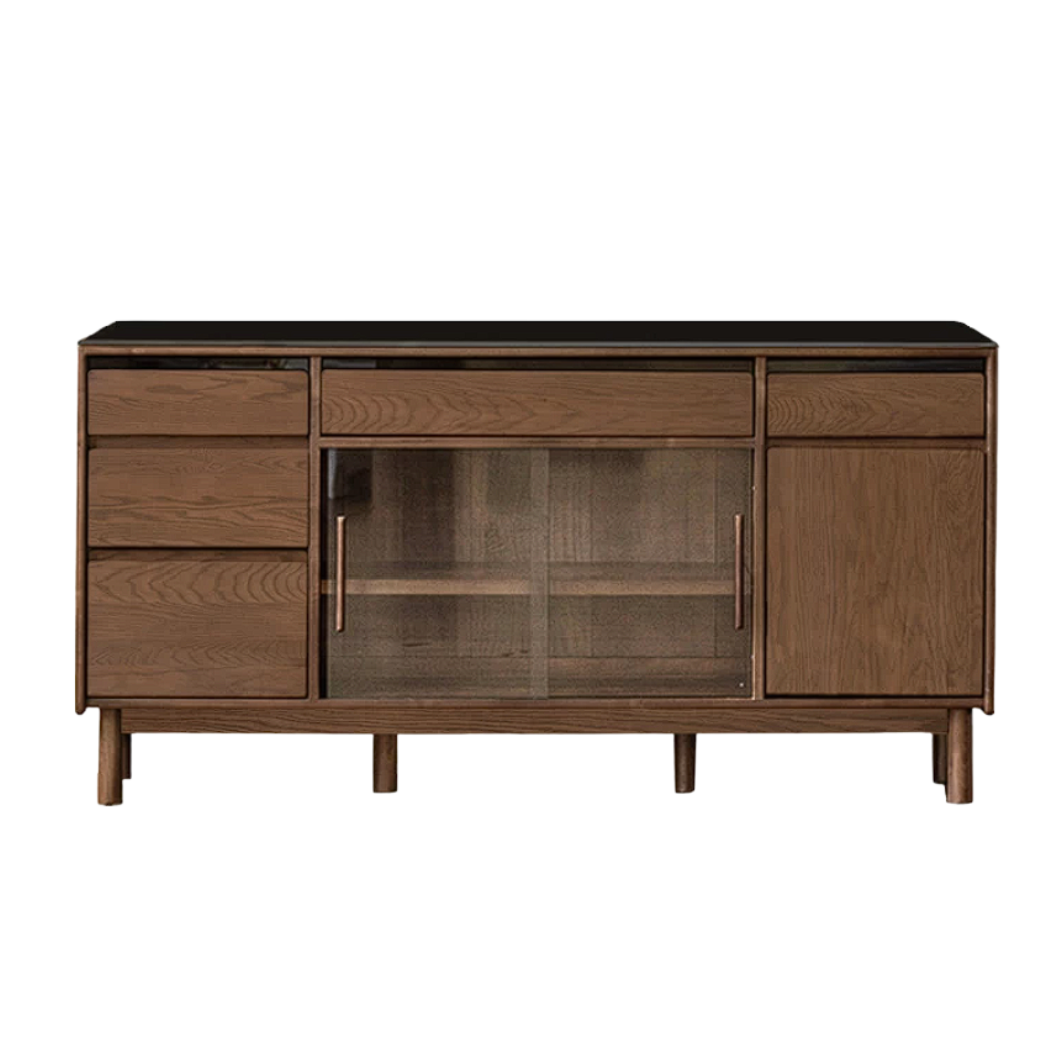 Black Walnut, Sandalwood Solid Wood Light Luxury Rock Plate Sideboard