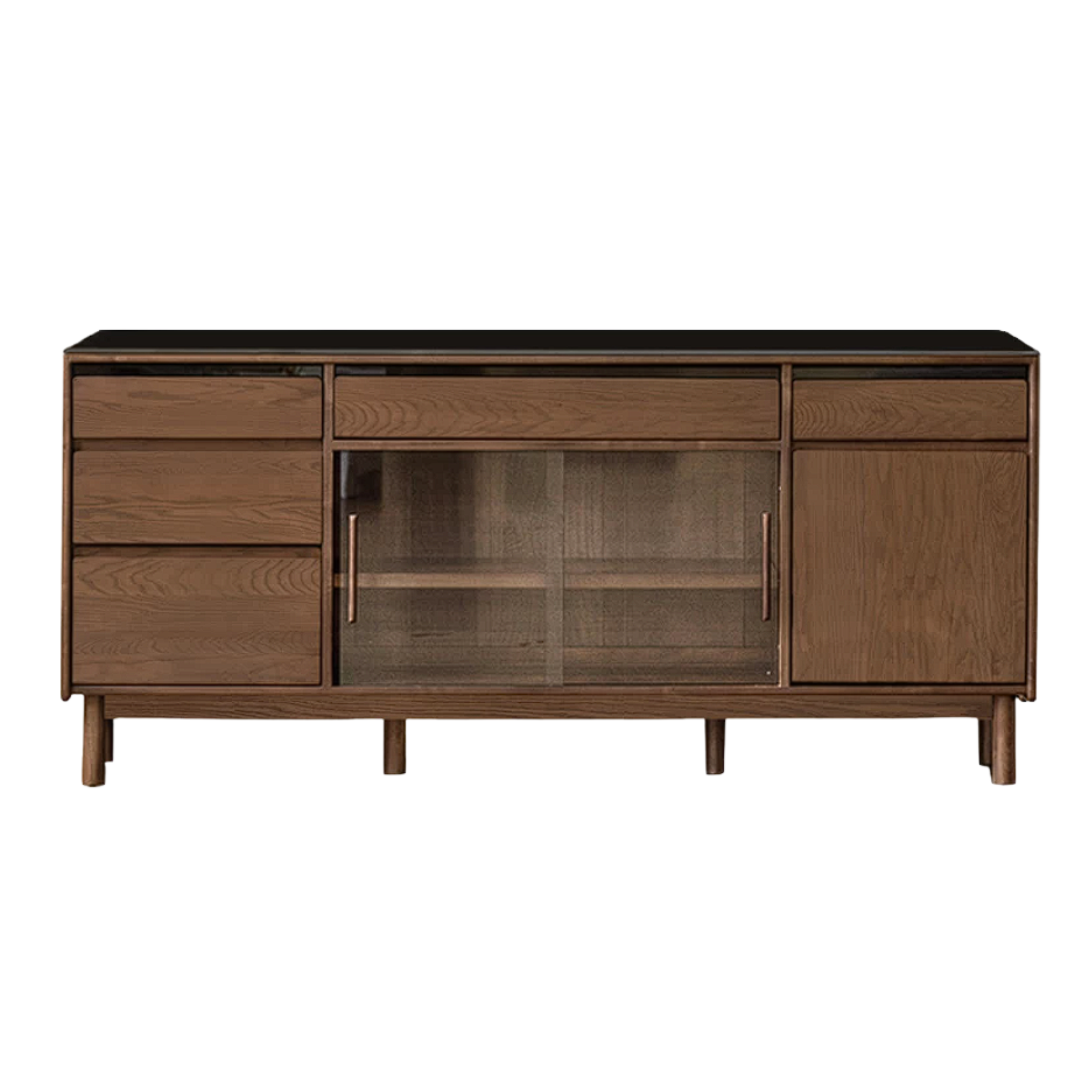 Black Walnut, Sandalwood Solid Wood Light Luxury Rock Plate Sideboard