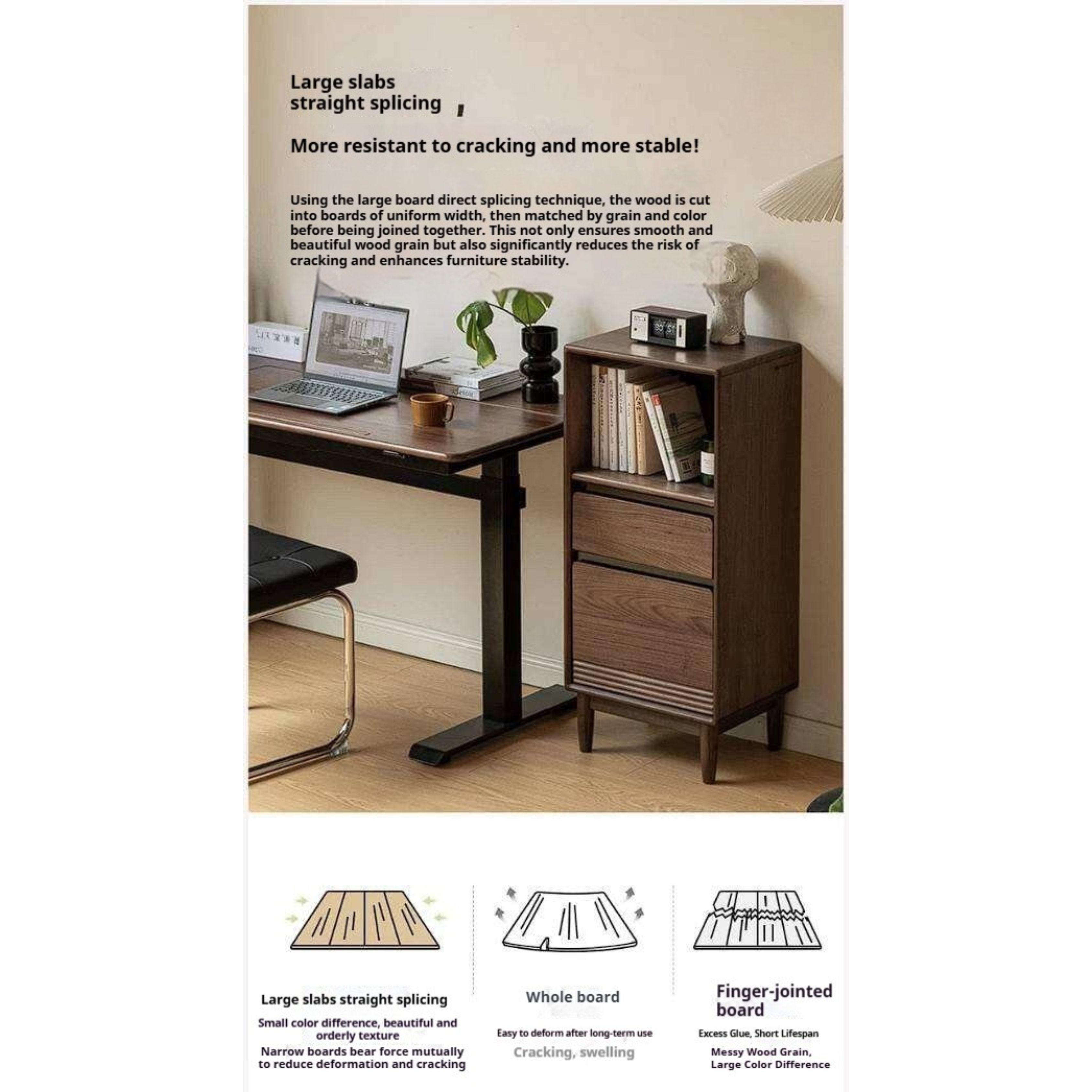 Black Walnut, Golden Rosewood, Oak, Ash, Cherry Solid Wood Side Cabinet with Minimalist TV Stand Storage Design