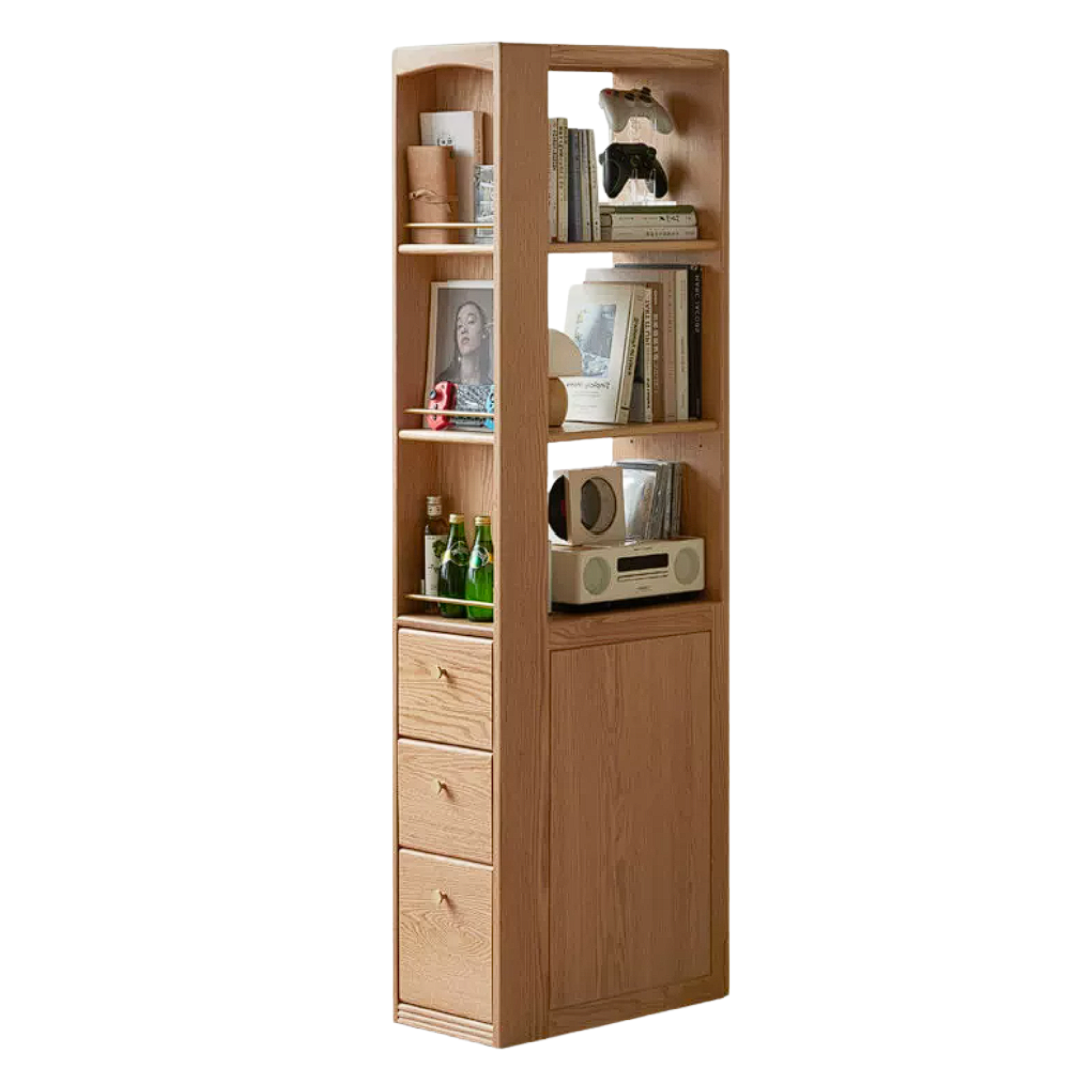 Oak, White Ash Solid Wood Study Modern Bookcase