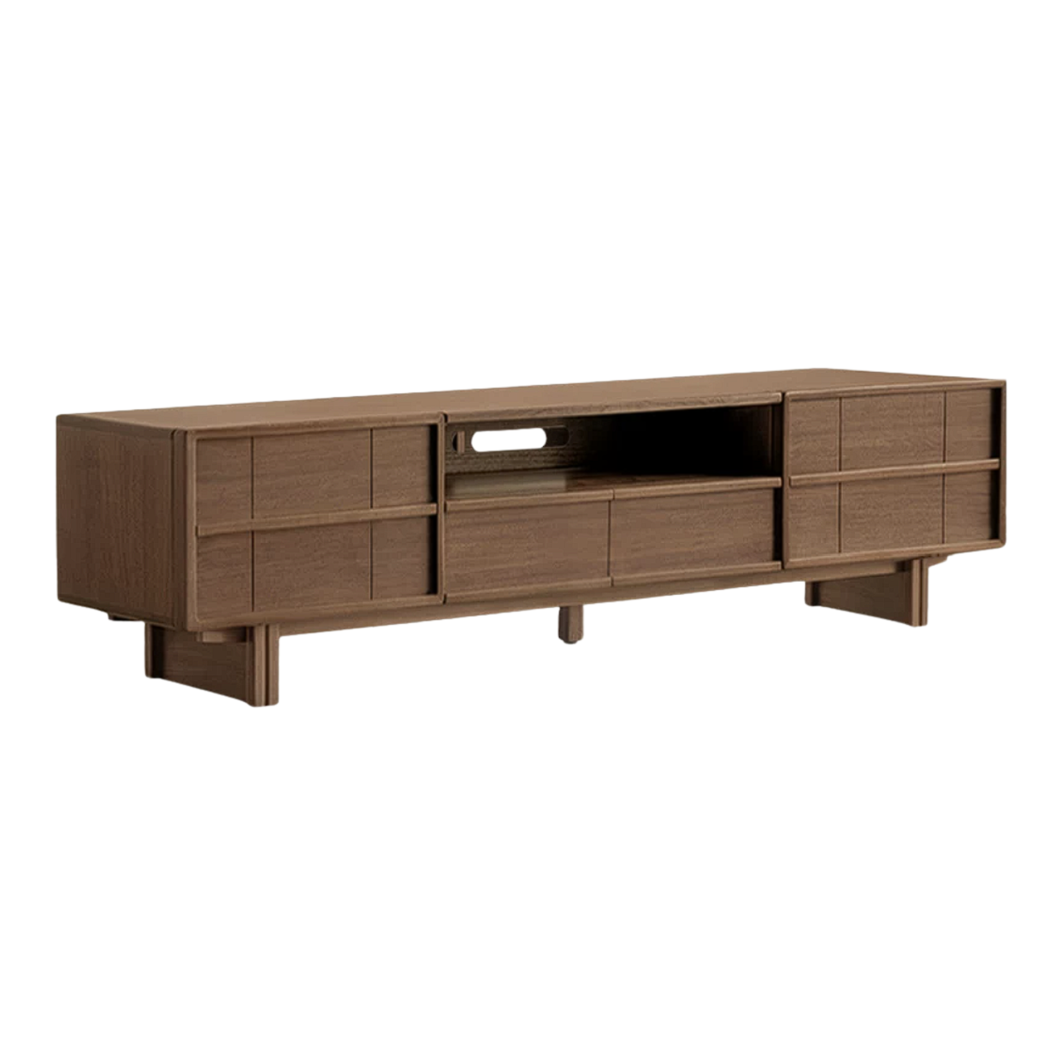 Black Walnut, Golden Sandalwood Solid Wood TV Cabinet with Aesthetic Style and Storage Drawers