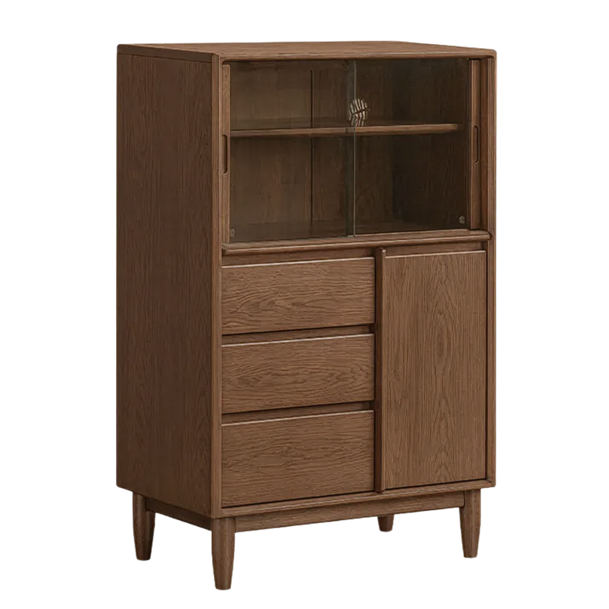 Black Walnut, Ash Solid Wood, Solid Longan Hardwood Lighted Bar Cabinet with Lift-Top Glass Door