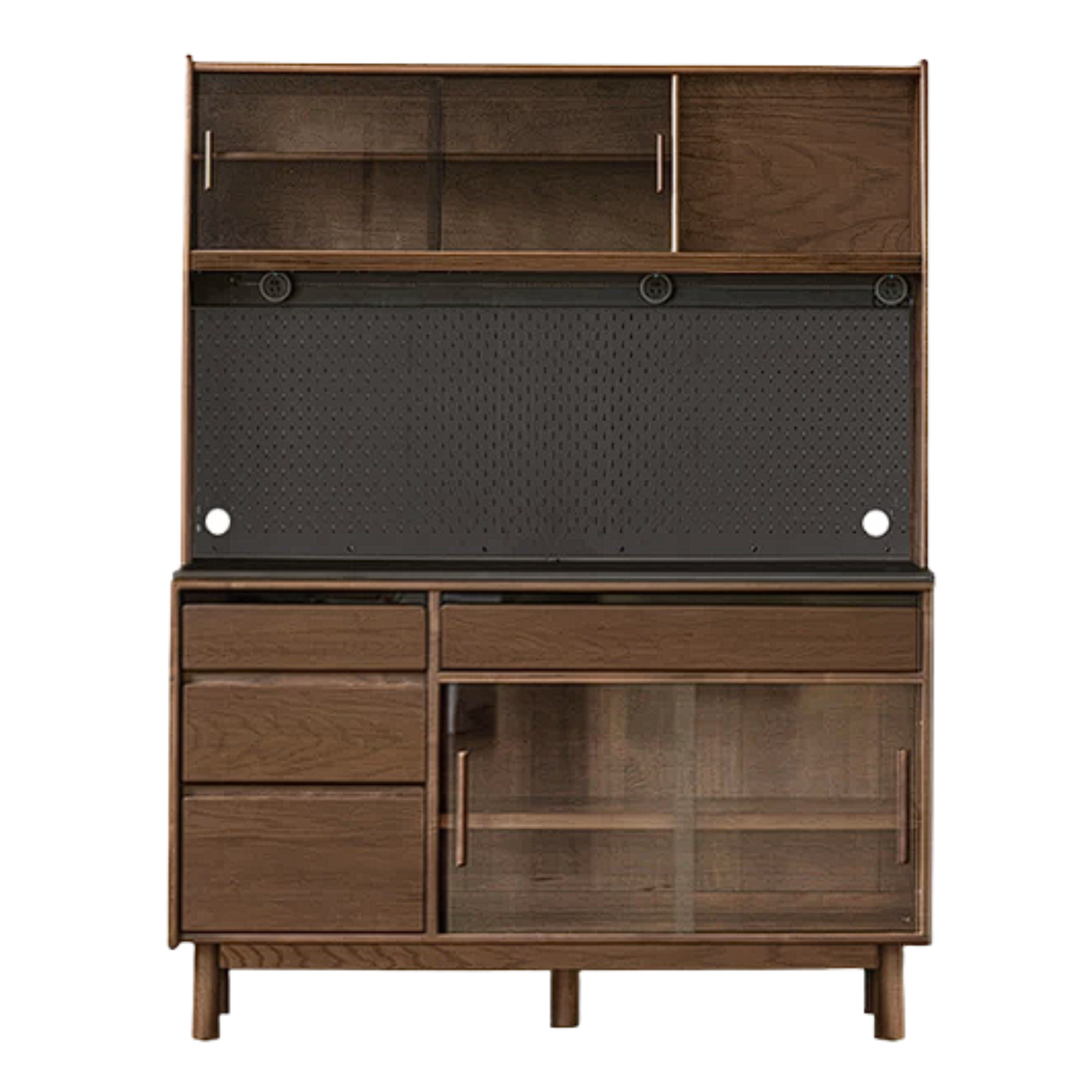 Black Walnut, Sandalwood Solid Wood Light Luxury Rock Plate Sideboard