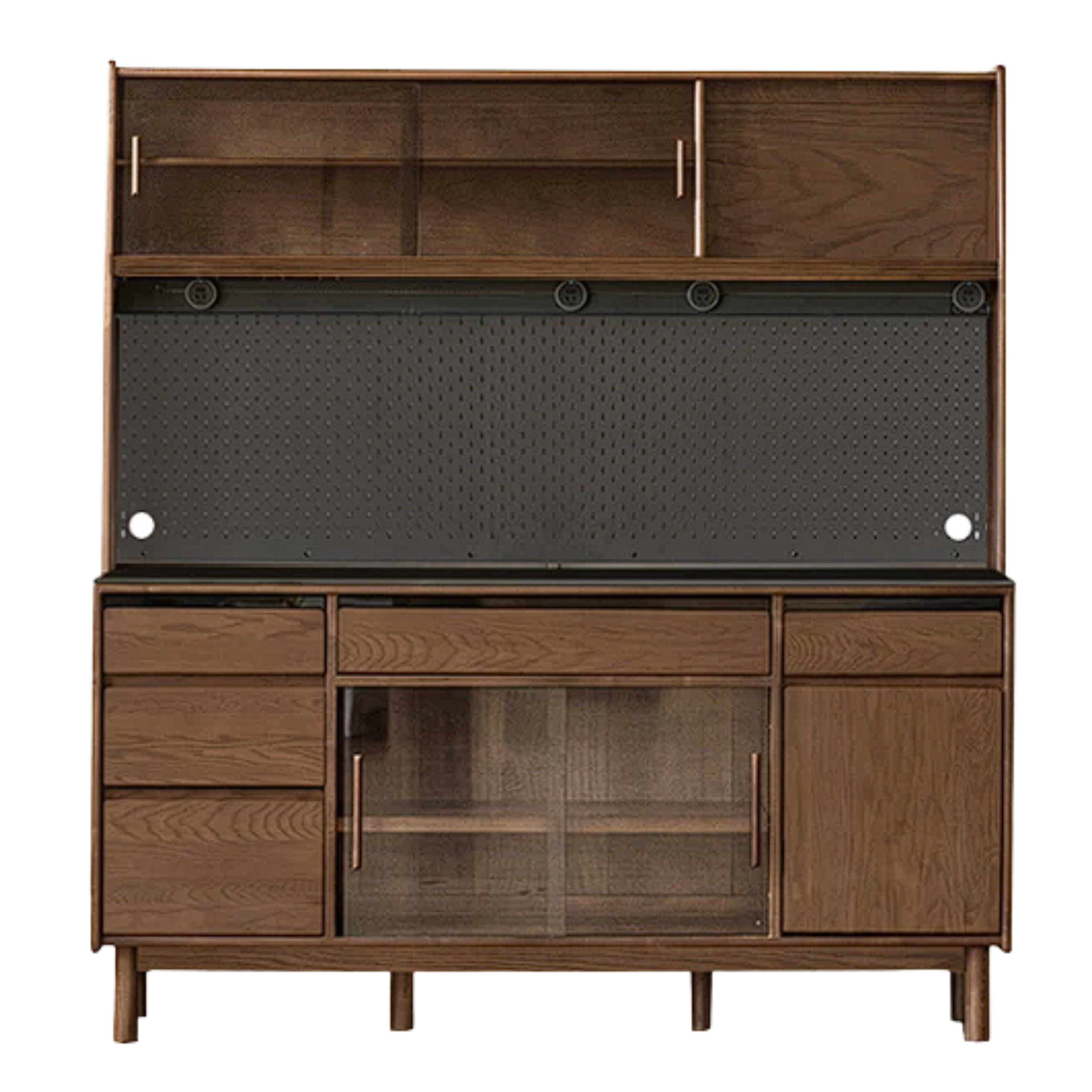 Black Walnut, Sandalwood Solid Wood Light Luxury Rock Plate Sideboard