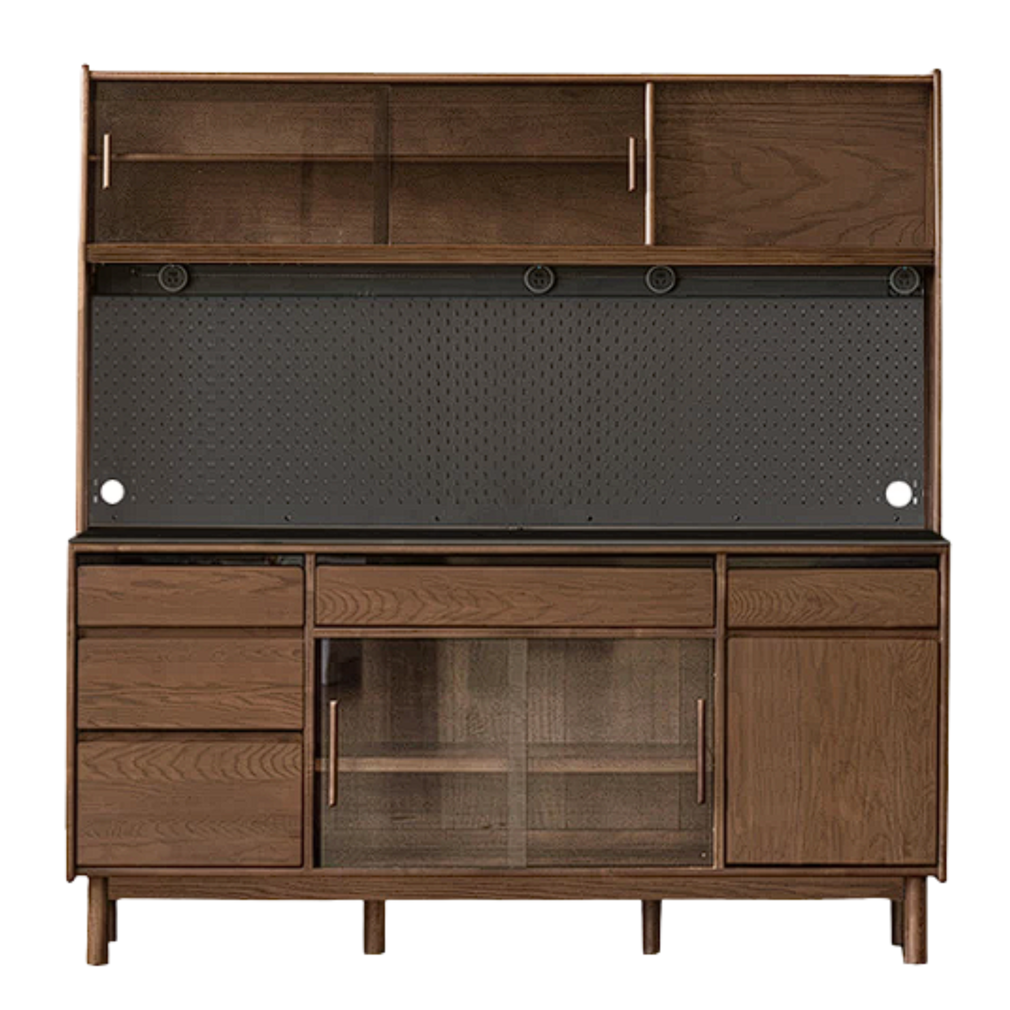 Black Walnut, Sandalwood Solid Wood Light Luxury Rock Plate Sideboard