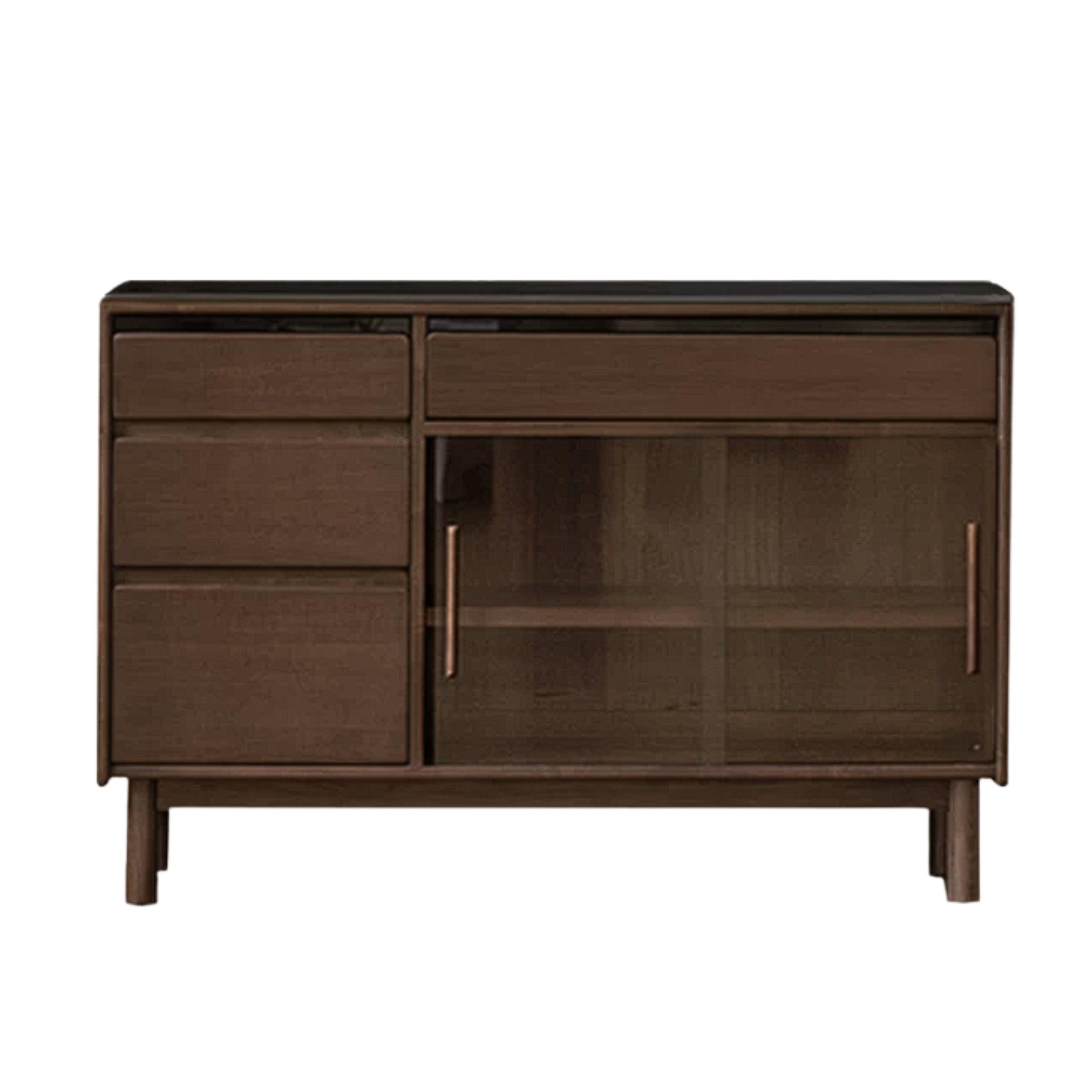 Black Walnut, Sandalwood Solid Wood Light Luxury Rock Plate Sideboard