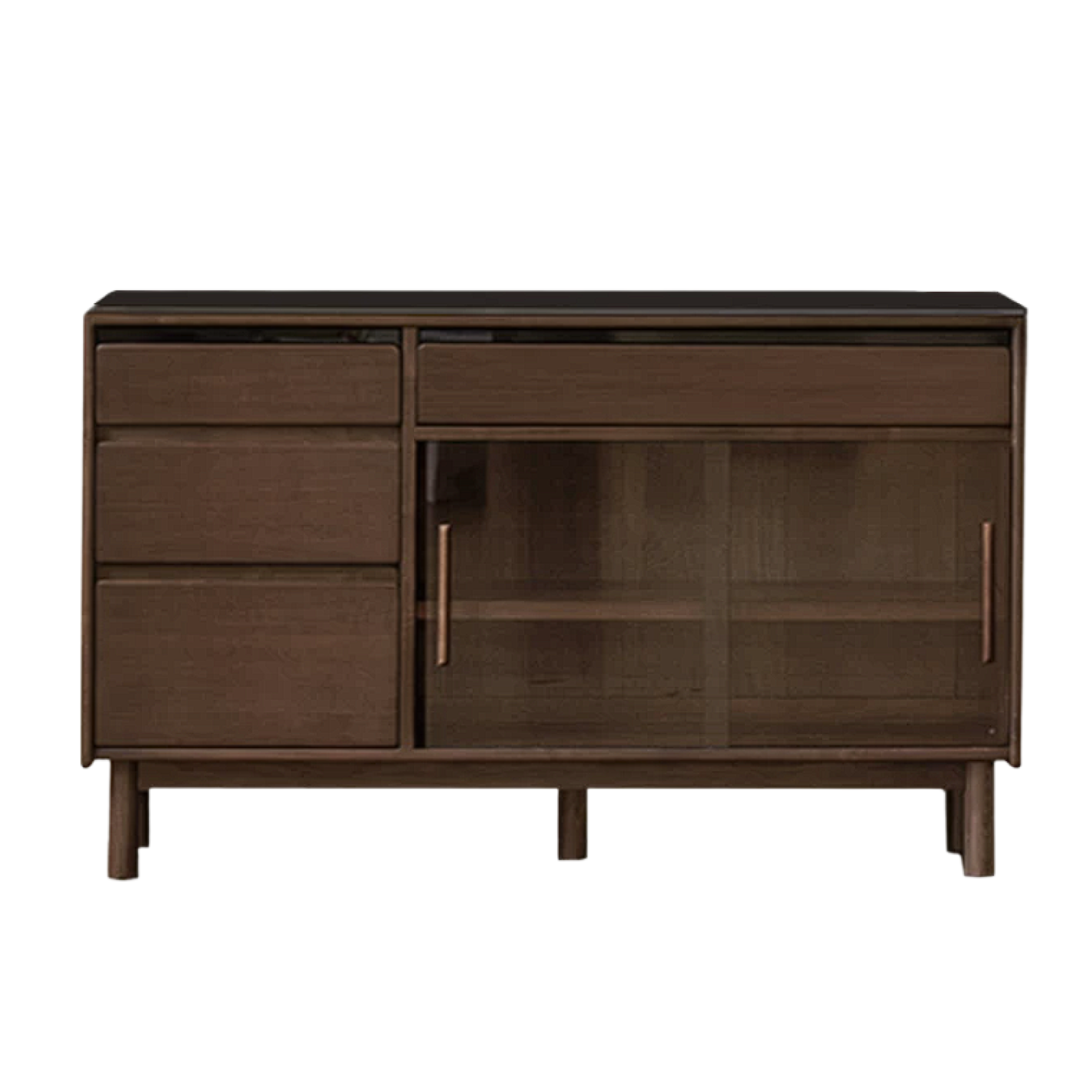 Black Walnut, Sandalwood Solid Wood Light Luxury Rock Plate Sideboard