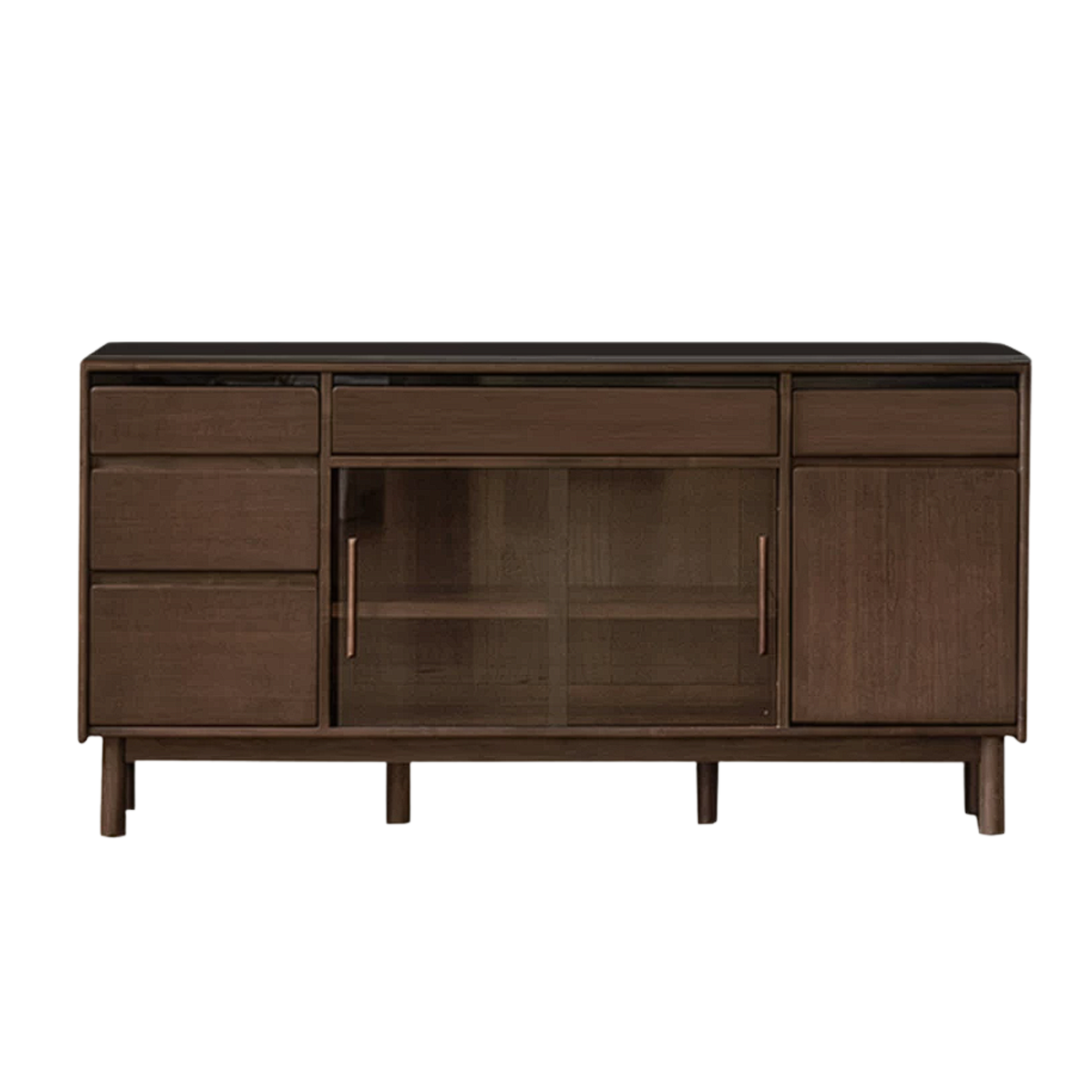 Black Walnut, Sandalwood Solid Wood Light Luxury Rock Plate Sideboard