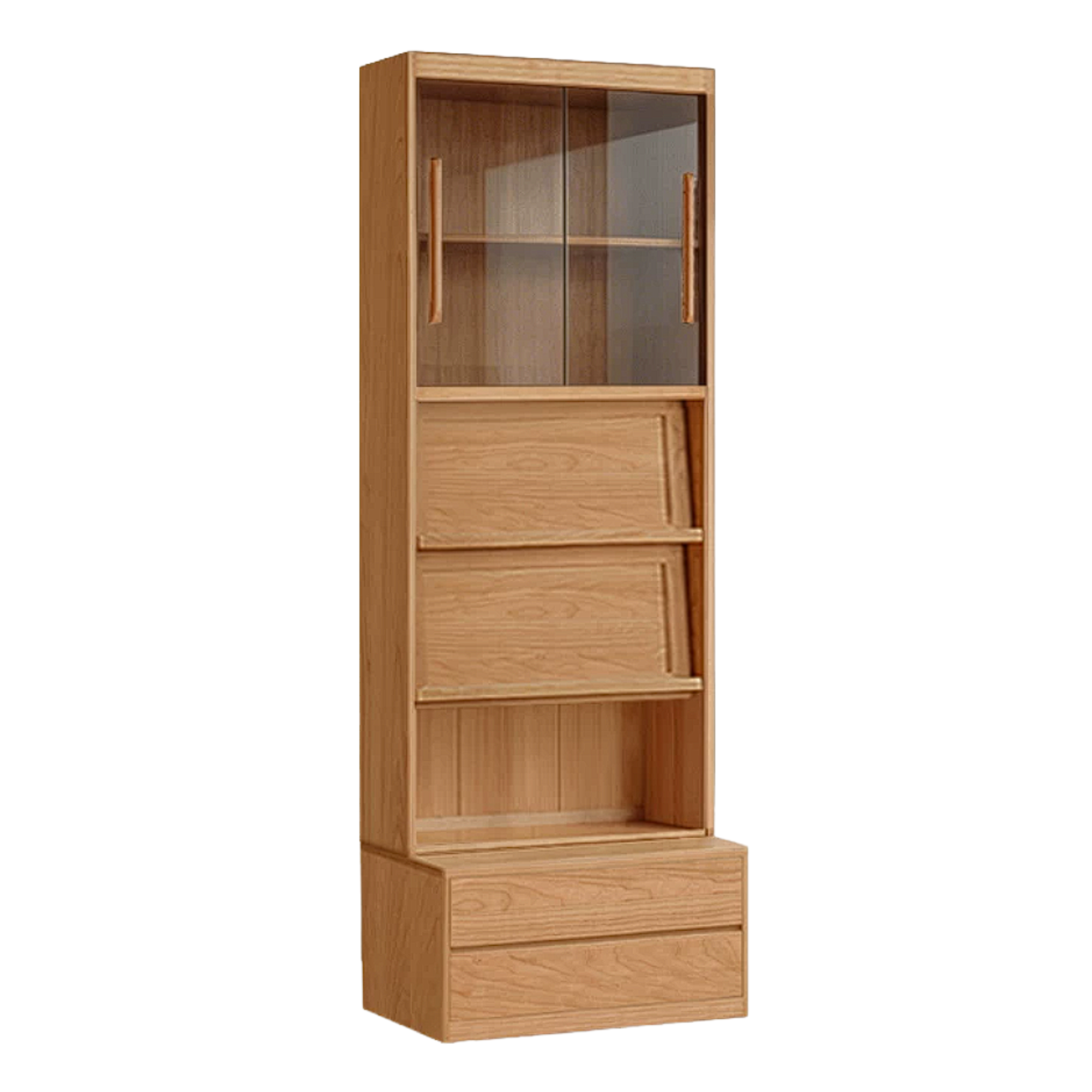 Cherry Solid Wood Bookcase Combination Glass Cabinet