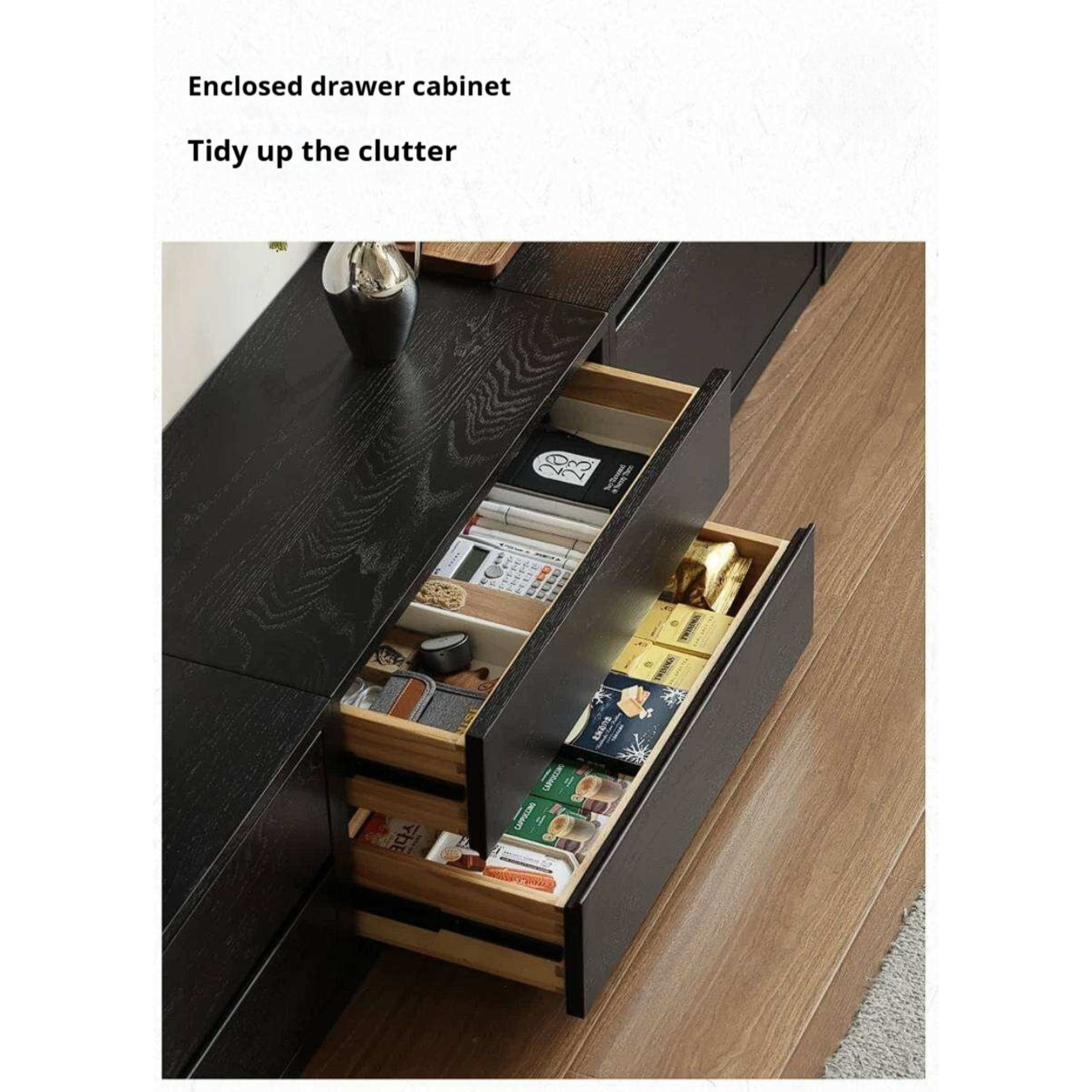 Oak Solid Wood TV Cabinet Modular with Modern Minimalist Storage