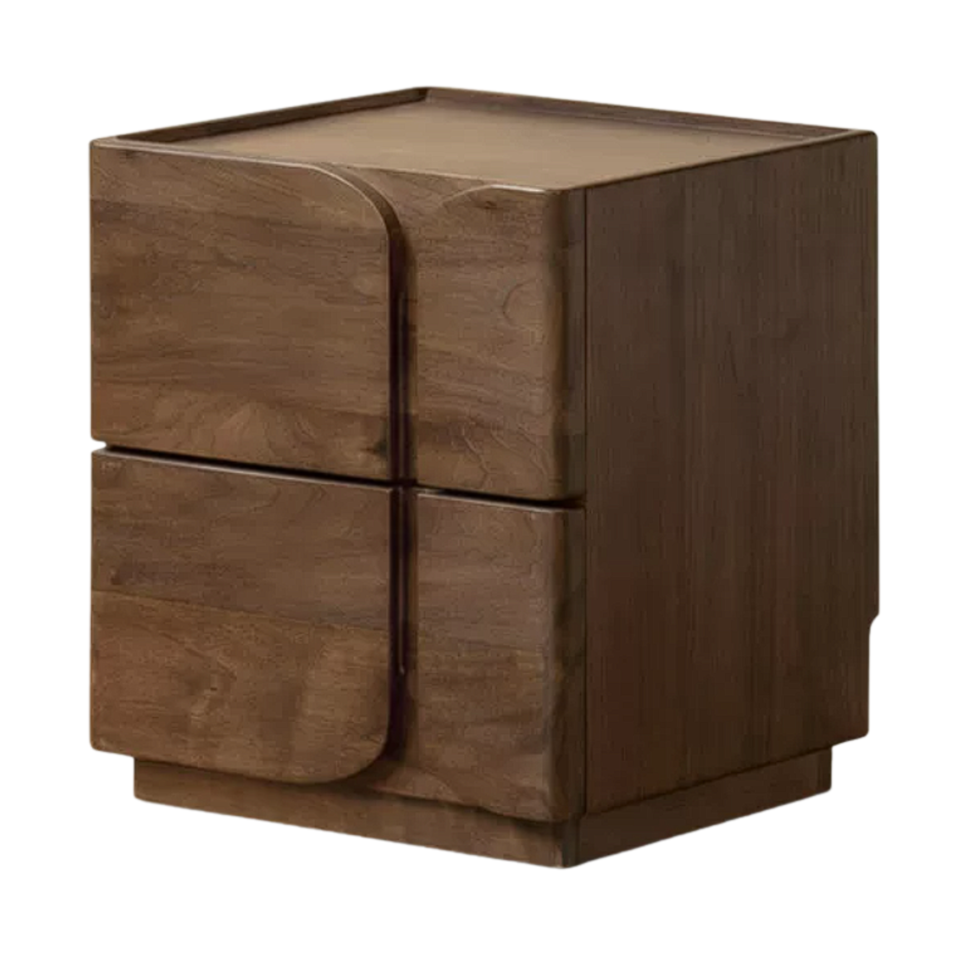 Black Walnut, Ash Solid Wood Nightstand with Light Luxury Storage Cabinet