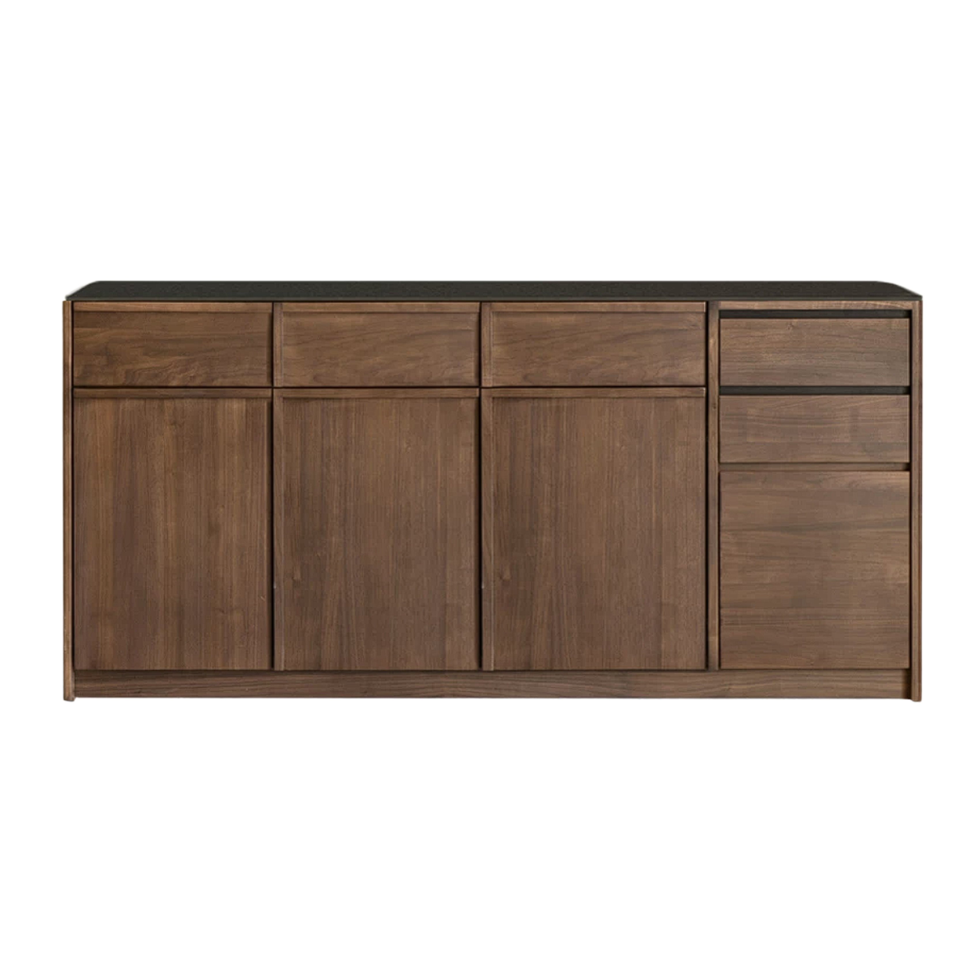 Black Walnut Solid Wood Sideboard with Slate Top, Storage Cabinet for Dining Room