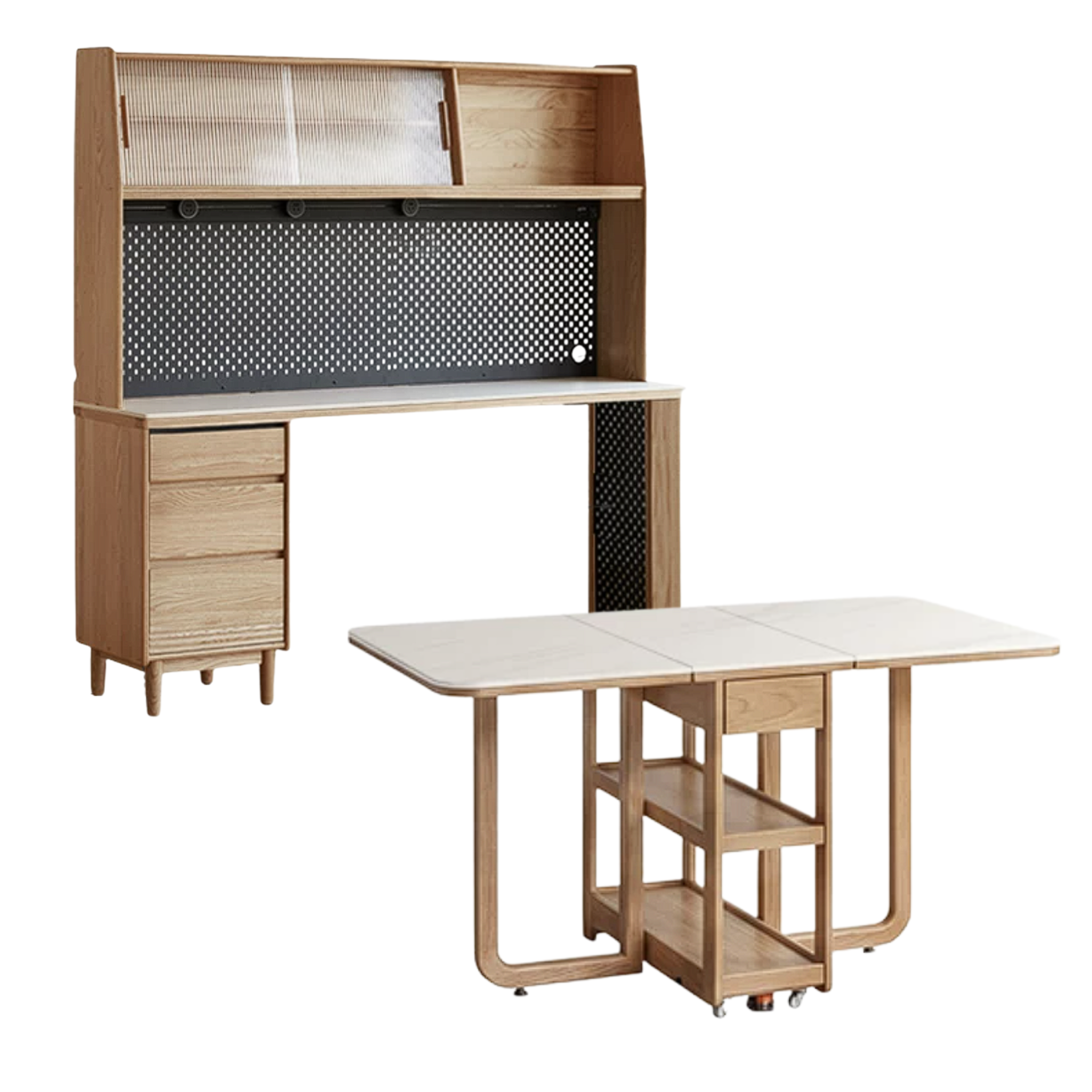Oak, Ash Solid Wood Modern Rock Board Sideboard