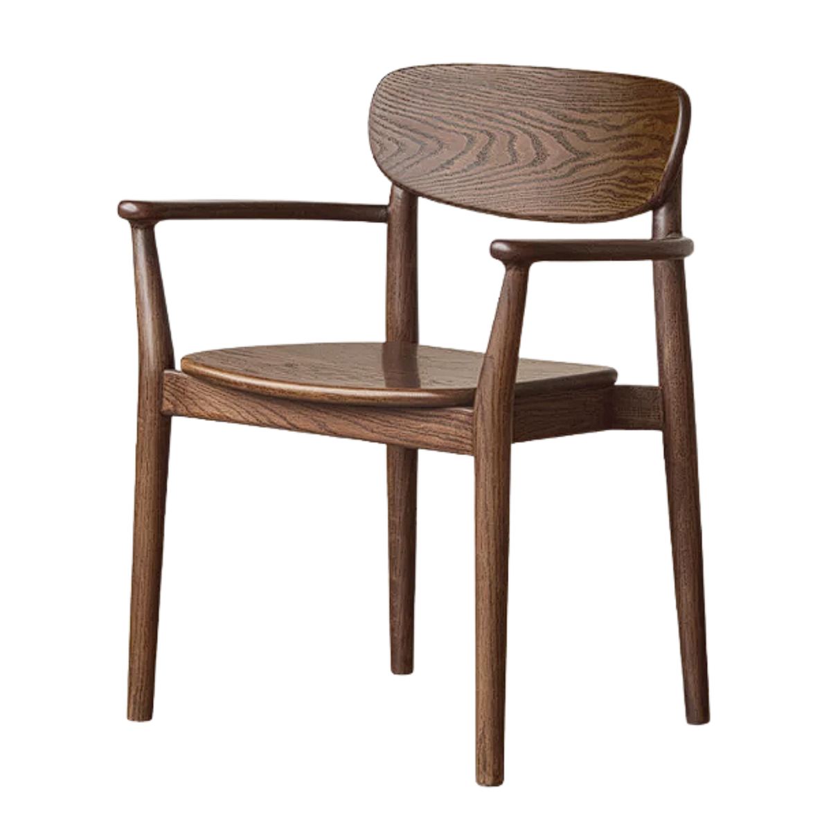 Set of 4 Black Walnut, Oak, White Ash, Ash, Golden Sandalwood Solid Wood Stacking Chairs and Armchairs