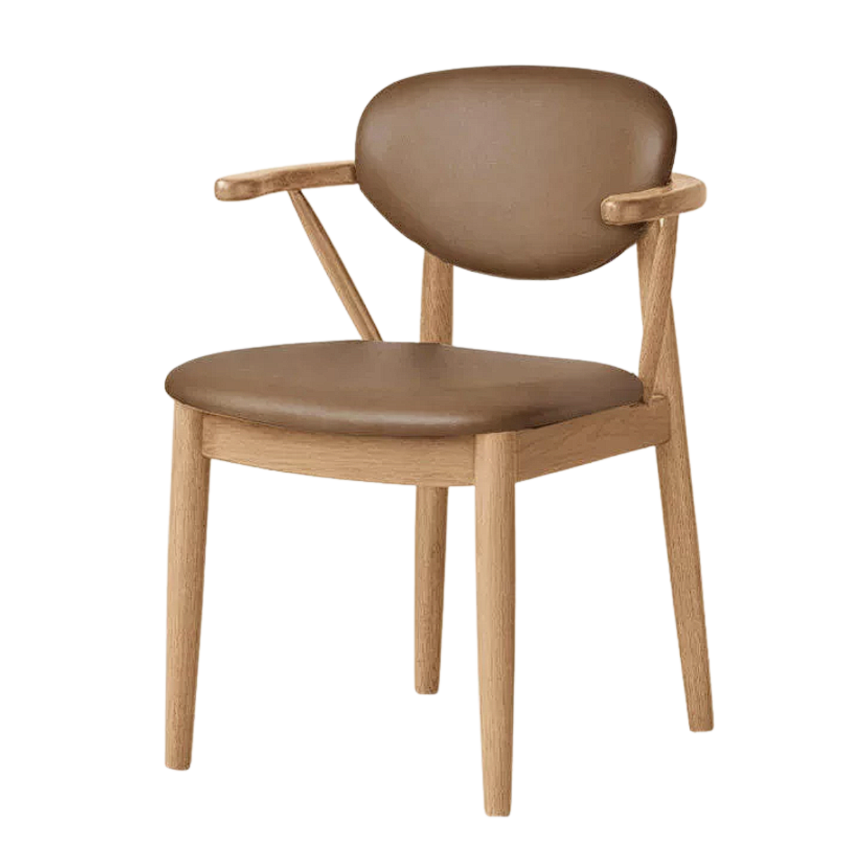 4 pcs Black Walnut, Oak, Sandalwood, Ash Curved Dining Chair with Open Armrest