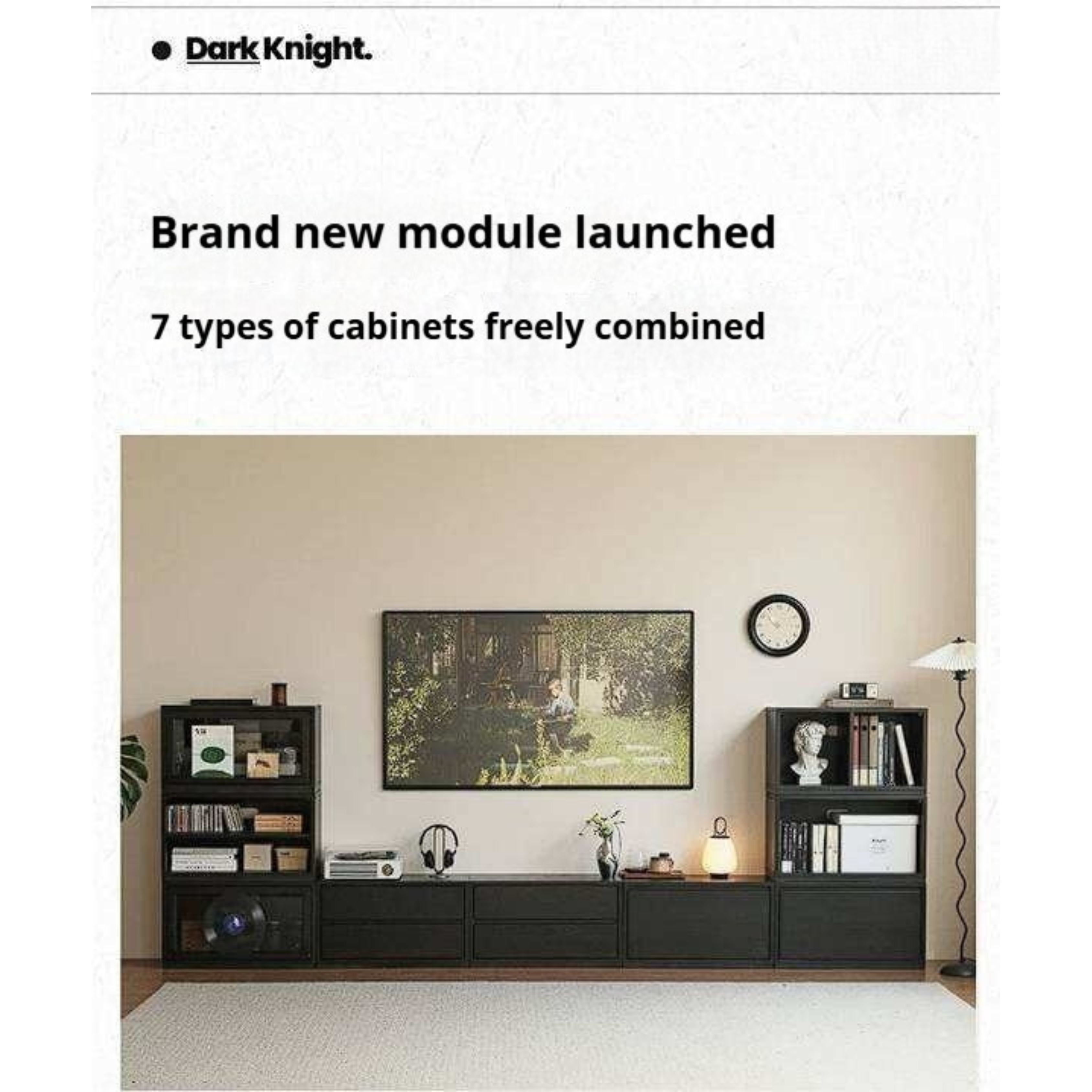 Oak Solid Wood TV Cabinet Modular with Modern Minimalist Storage