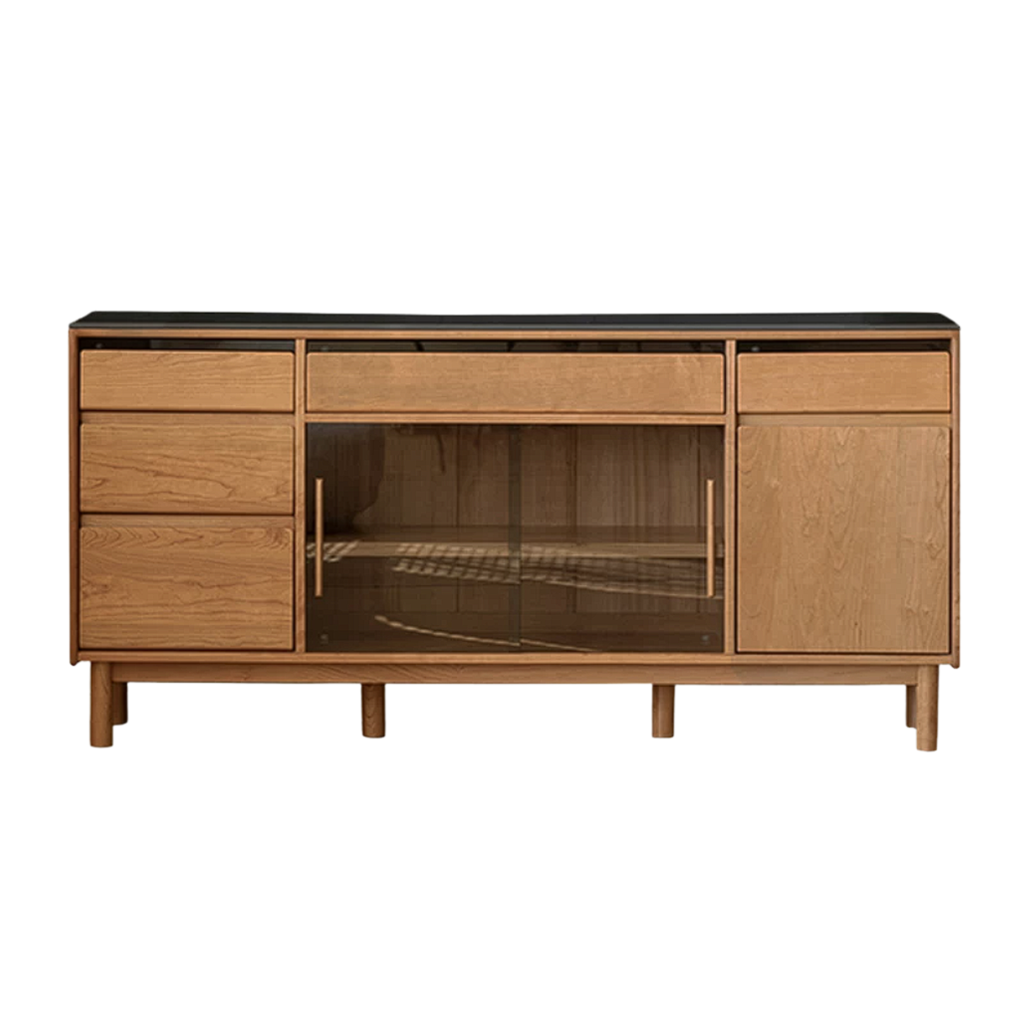 Cherry Solid Wood Rock Plate Storage Sideboard