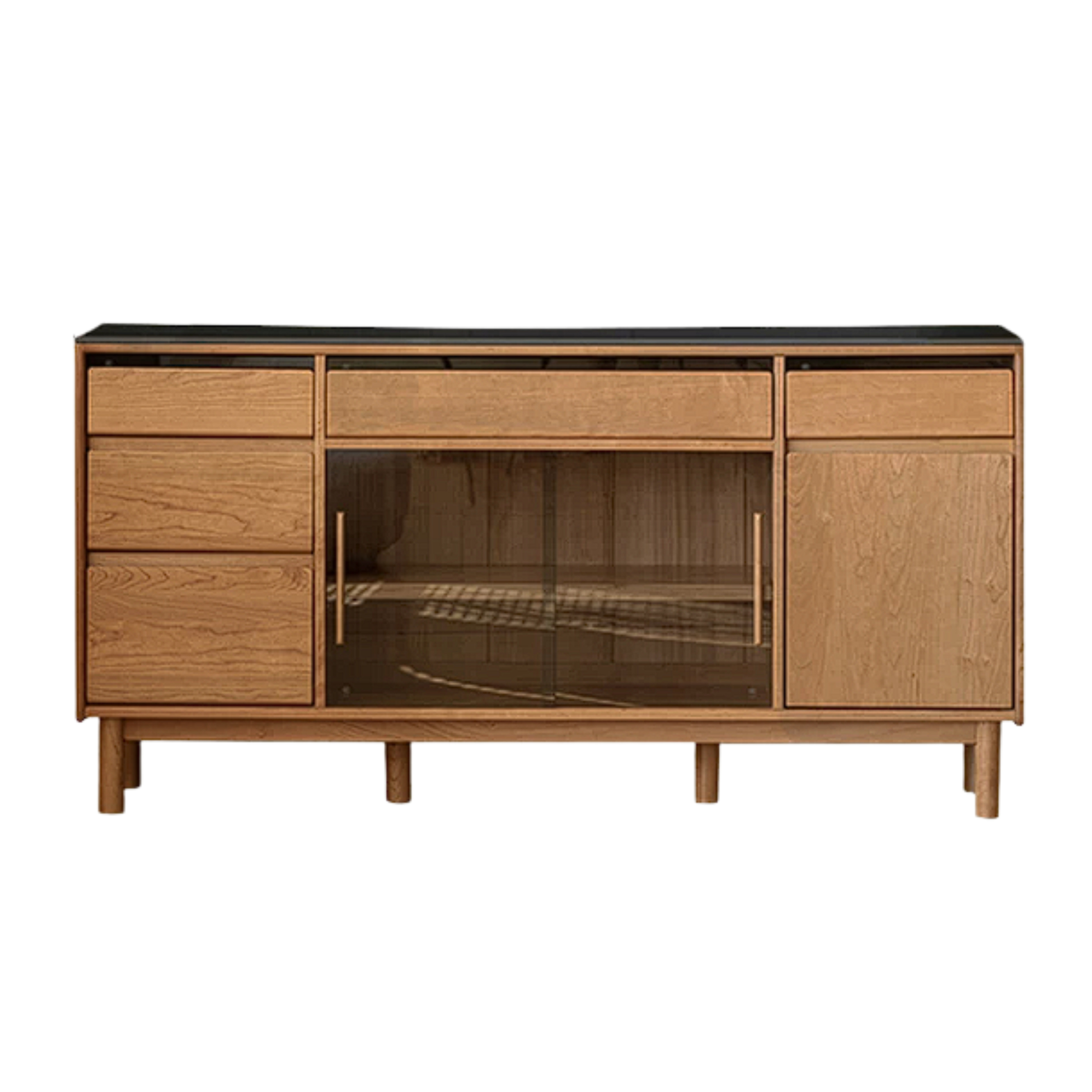 Cherry Solid Wood Rock Plate Storage Sideboard