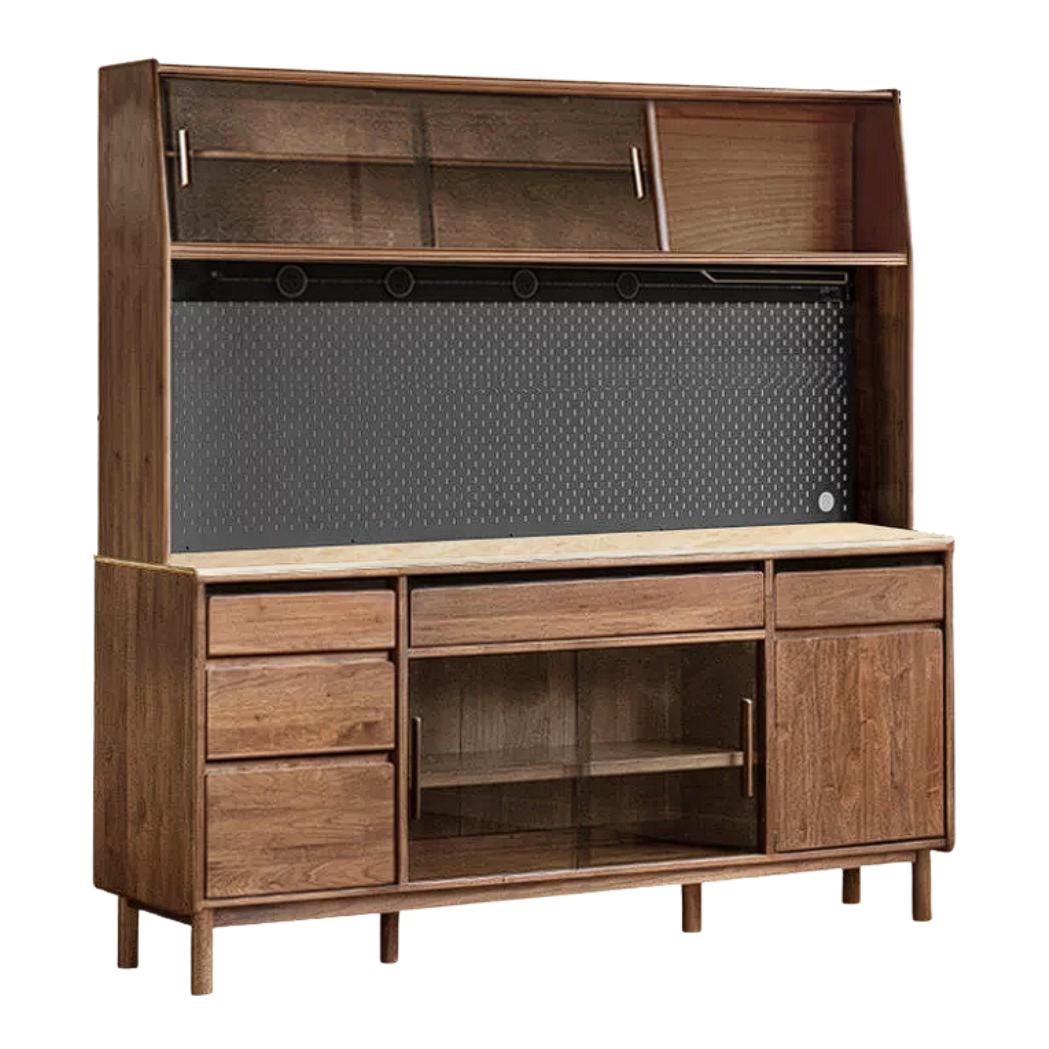 Black Walnut, Sandalwood Solid Wood Light Luxury Rock Plate Sideboard