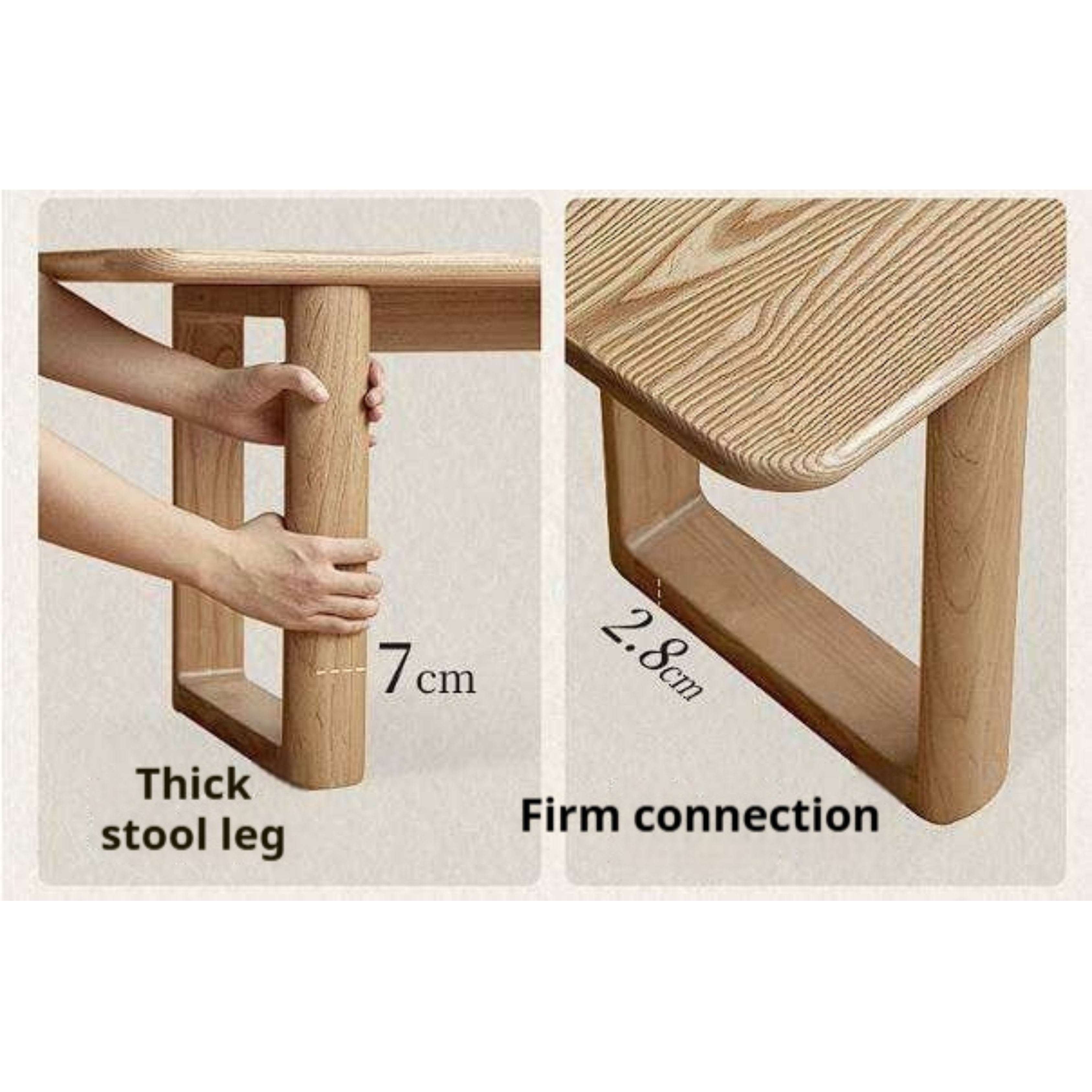 Oak, Ash, Cherry Wood Solid Wood Long Bench with Modern Minimalist Design