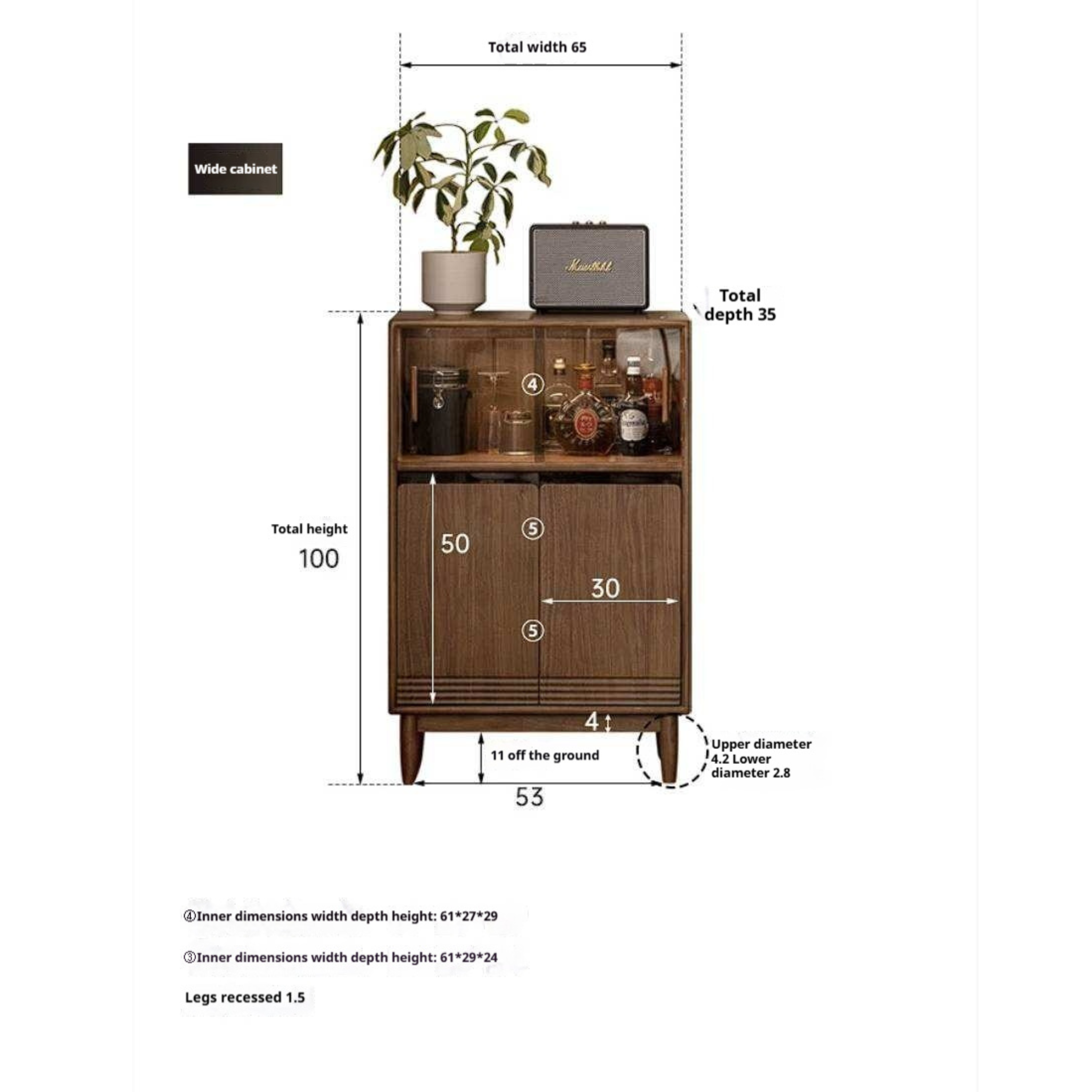 Black Walnut, Golden Rosewood, Oak, Ash, Cherry Solid Wood Side Cabinet with Minimalist TV Stand Storage Design