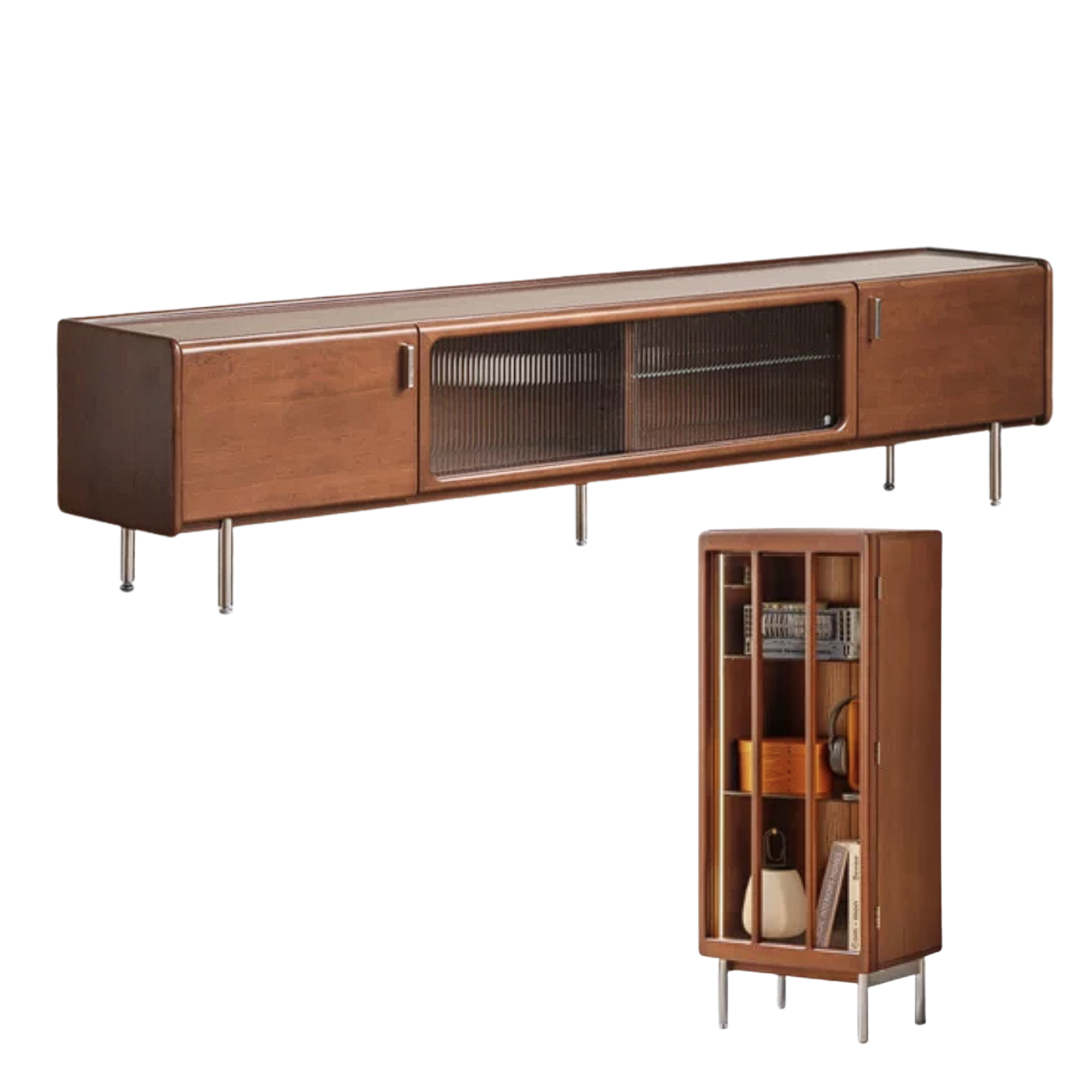 Poplar Solid Wood Retro High Locker TV Cabinet