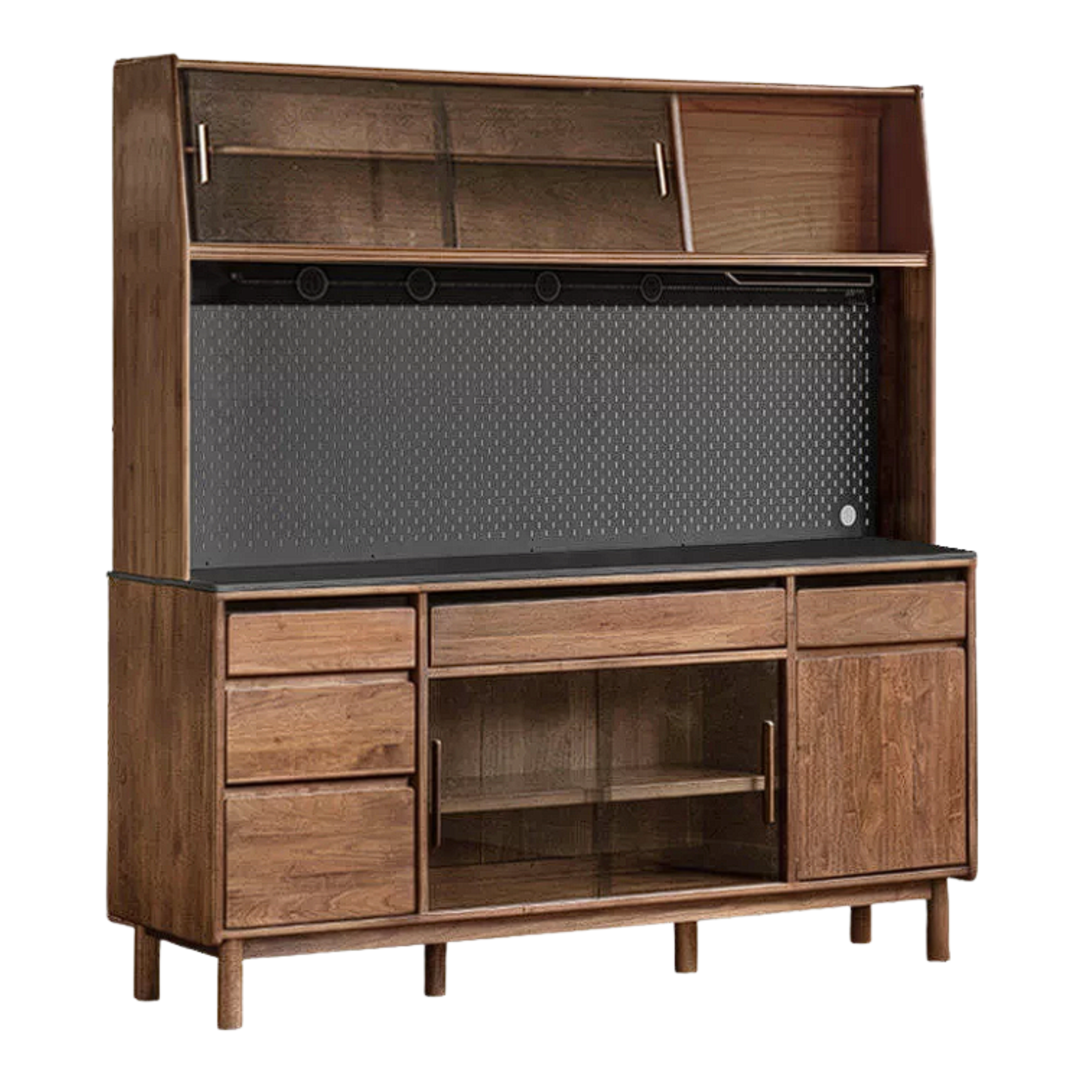 Black Walnut, Sandalwood Solid Wood Light Luxury Rock Plate Sideboard