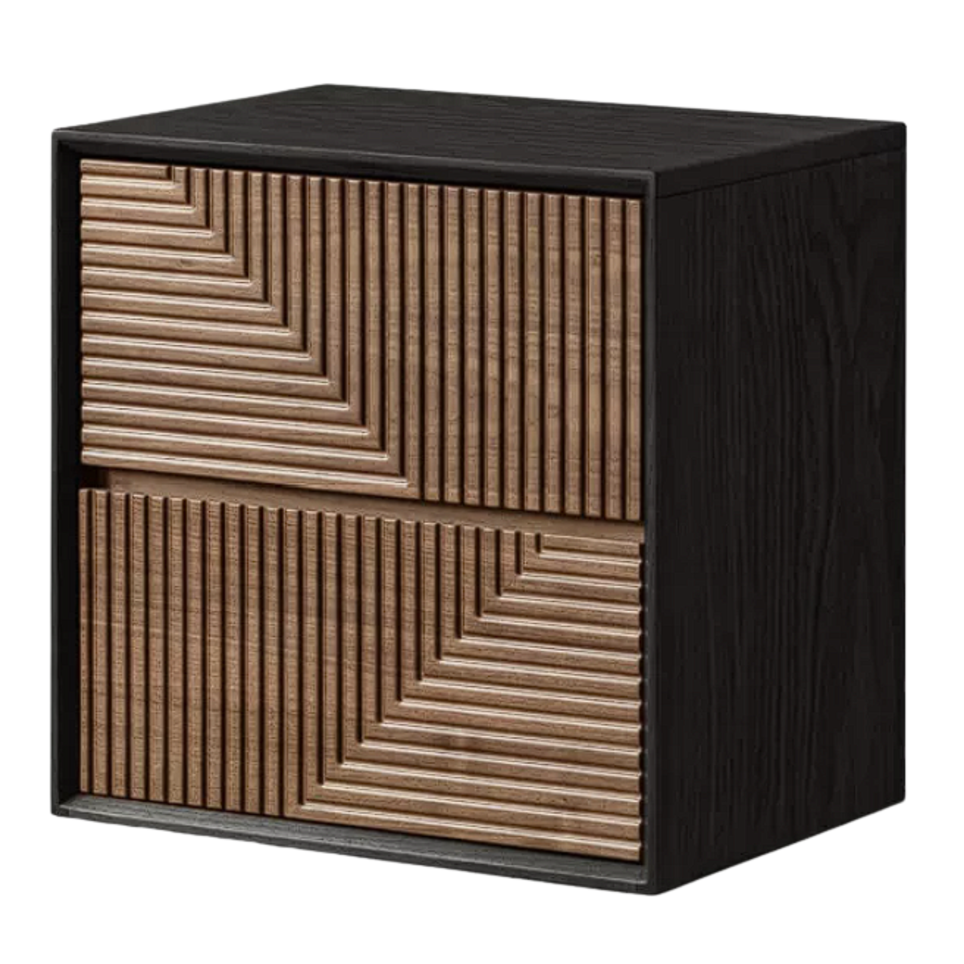 Black Walnut Solid Wood Geometric Relief Art Dresser