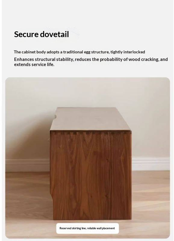 Black Walnut, Oak Solid Wood TV Cabinet LED Light Floor Cabinet.