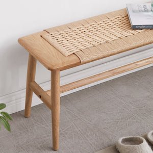 Oak solid wood Corded Bench